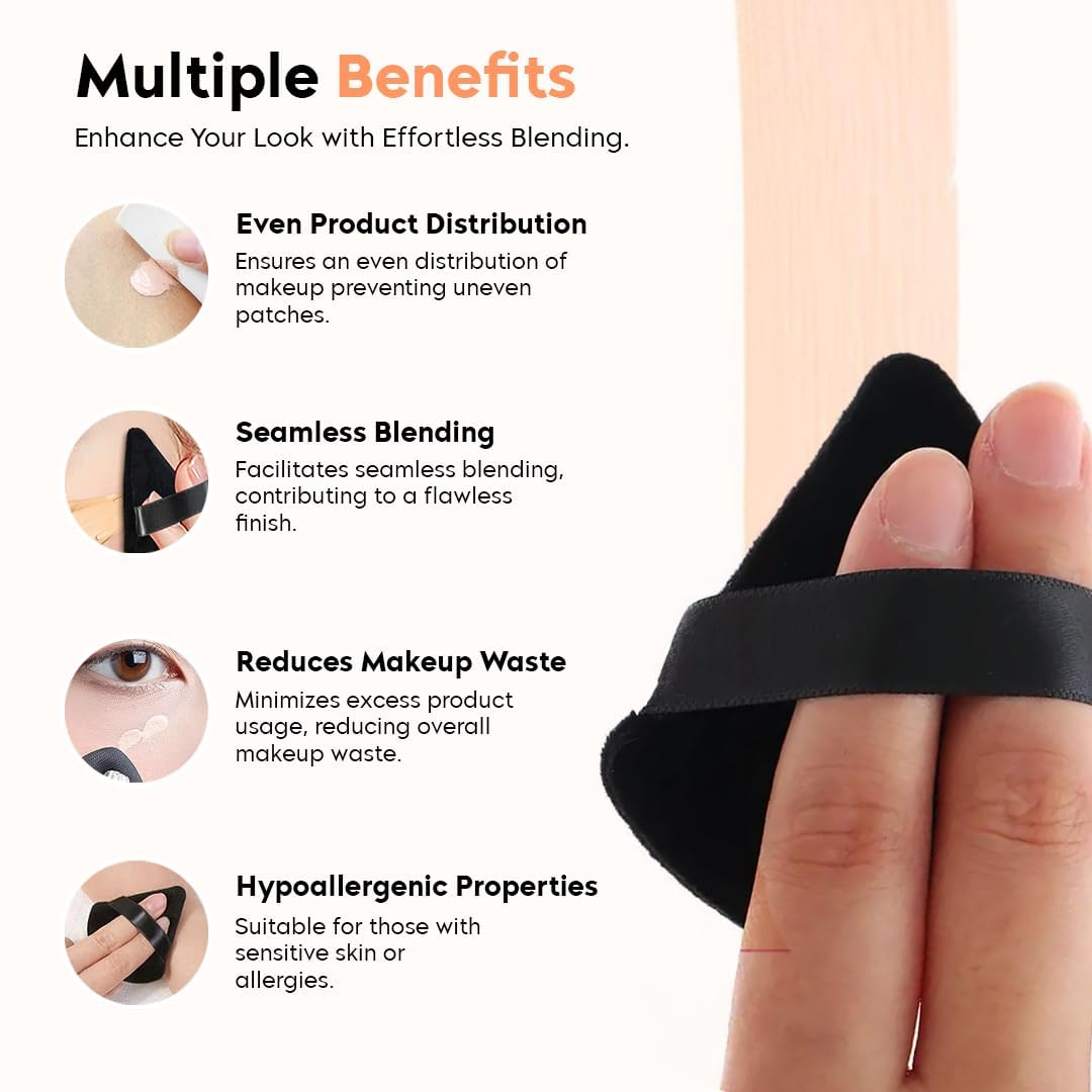 SNNP 2-Pack Triangle Makeup Sponge Puffs for Women - Soft Cotton Foundation Sponge for Loose & Body Powder, Wet/Dry Use - Perfect for Contouring, Under Eyes & Face Corners - Ideal for Professional Makeup & Everyday Beauty Routine