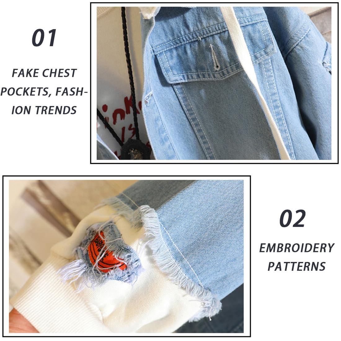 Tokyo Costume Women & Men Trucker Jacket - Classic Ripped Slim Fit Denim Jacket with Distressed Holes | Kaneki Hooded Jacket for Cosplay & Streetwear Fashion | Perfect for Halloween, Anime Conventions & Casual Outfits