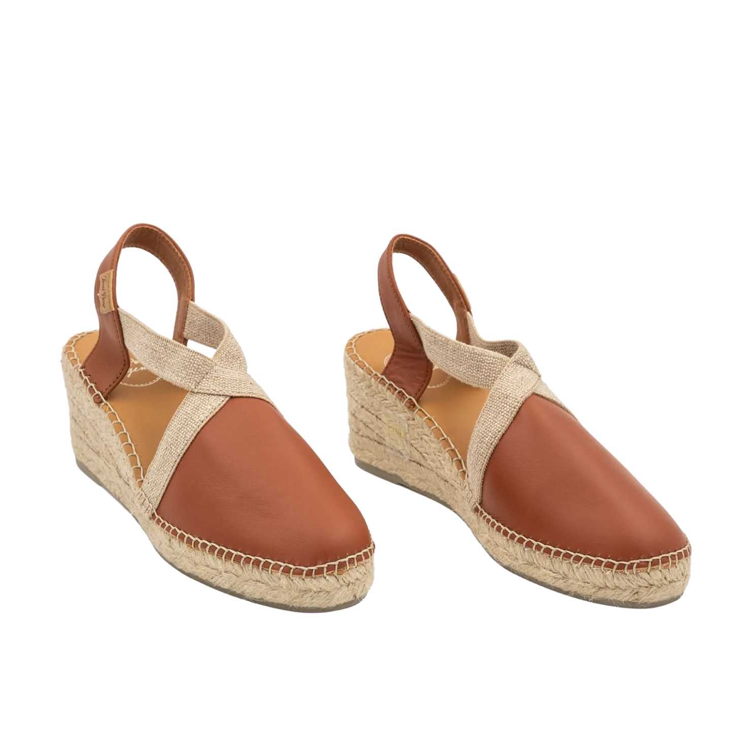 Women's Plain Leather Wedge Espadrilles - Comfortable Casual Summer Shoes for Beach, Vacation & Everyday Wear | Tossa
