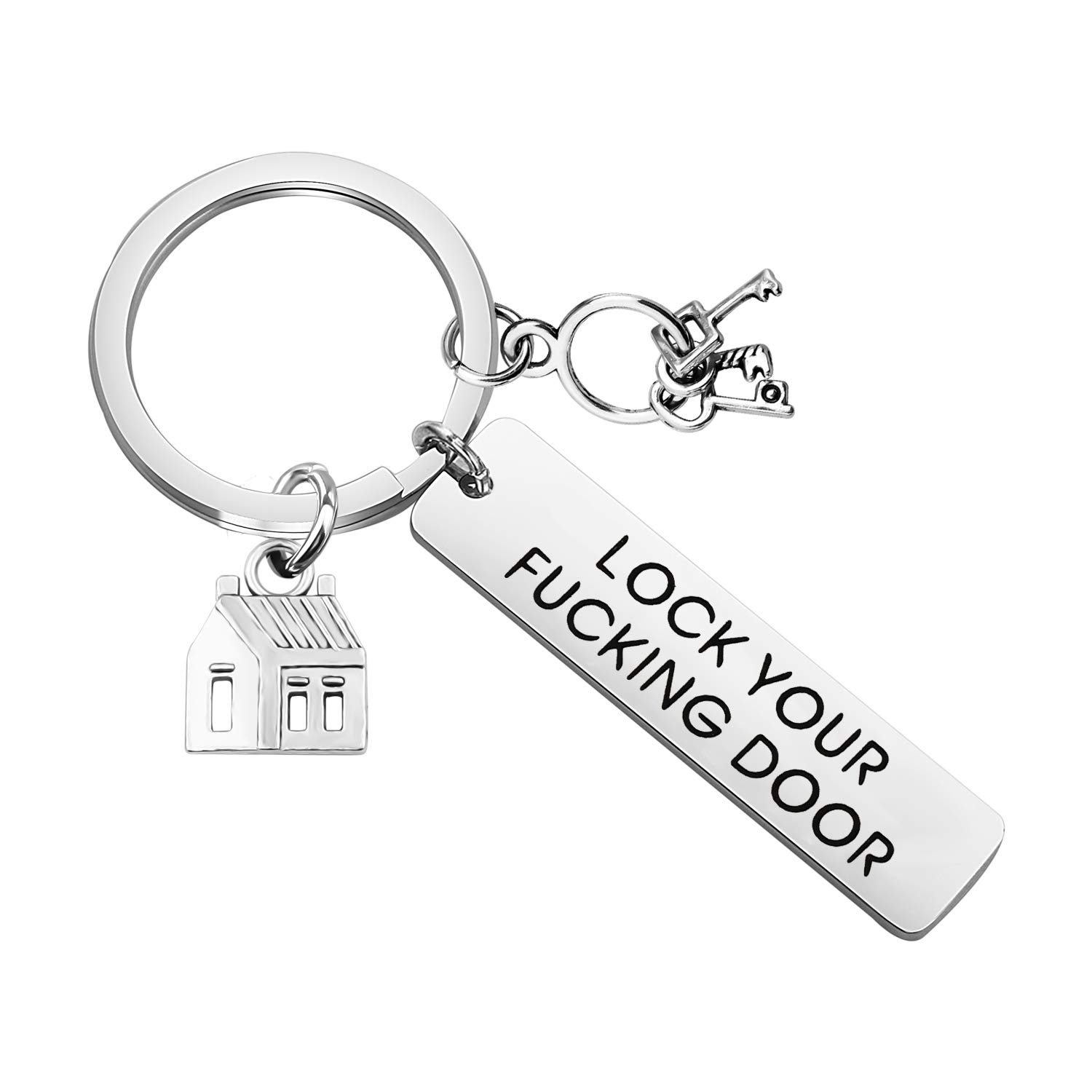Bobauna Funny Lock Your Door Keychain - My Favorite Murder Inspired Jewelry - Unique Housewarming Gift for Murderino Fans - Perfect for Home Security & True Crime Enthusiasts