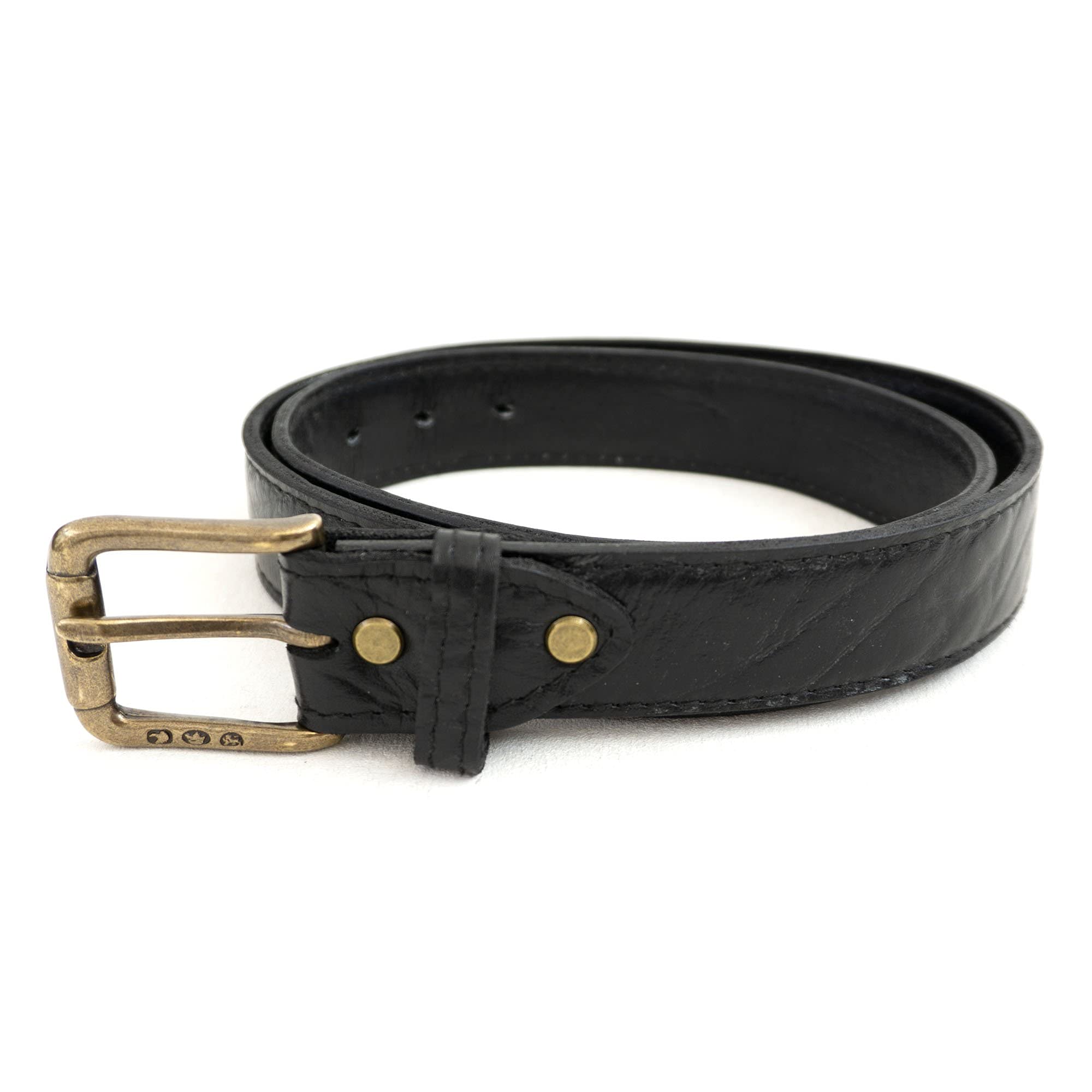 Genuine Buffalo Leather Belt with Brass Buckle - Handmade in Africa - Fully Adjustable Men's Dress Belt for Business & Casual Wear