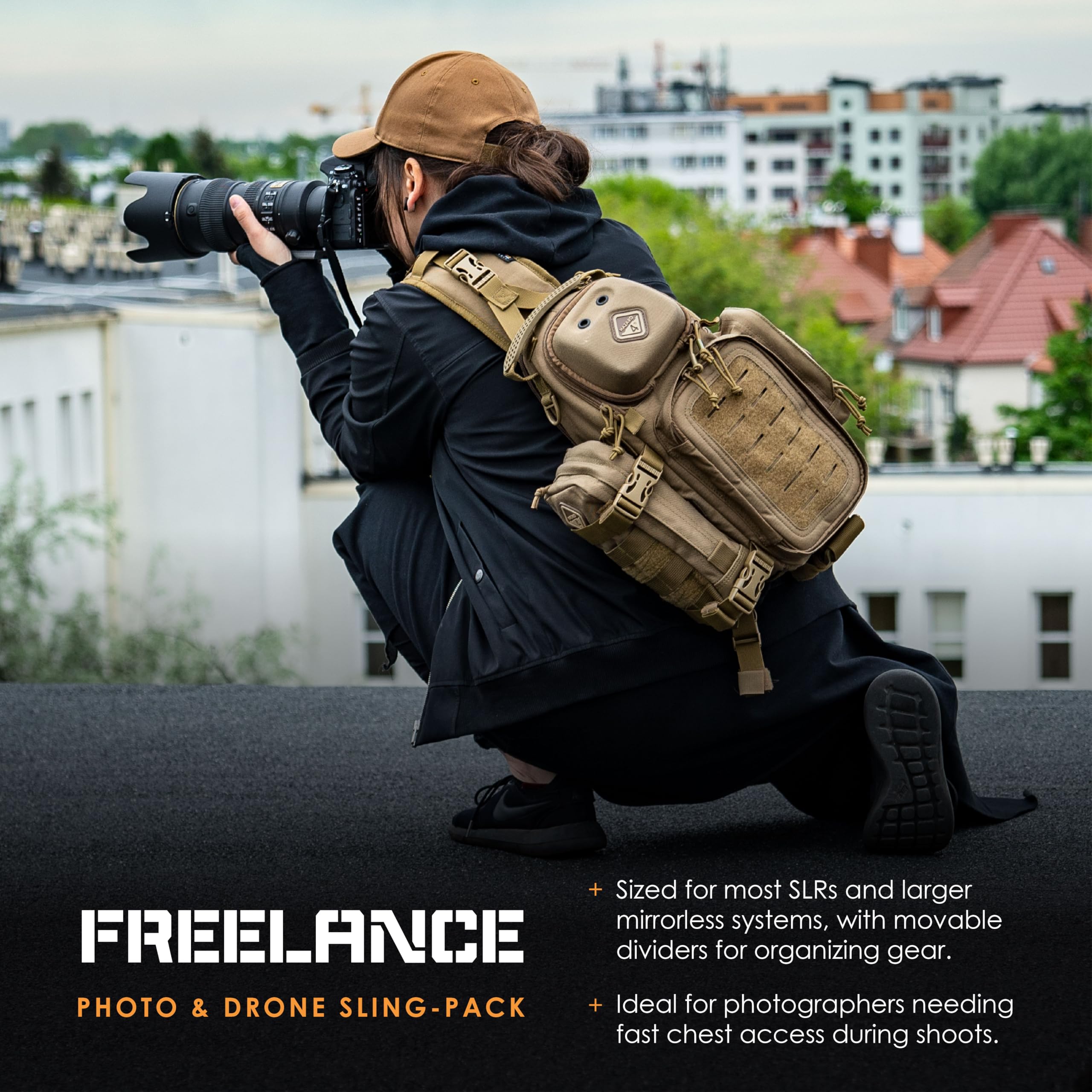 Hazard 4 Freelance Tactical Sling Bag - Water Resistant Crossbody Camera & Drone Carrier with MOLLE Attachment (6L) - Perfect for Outdoor Photography, Travel & Adventure Activities