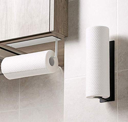 RASIKVAR Stainless Steel Adhesive Towel Bar - Heavy Duty Bathroom Towel Holder, Wall Mounted Self Adhesive Hanger for Kitchen & Bathroom Accessories (Black) - Perfect for Small Spaces, Apartments, and RVs