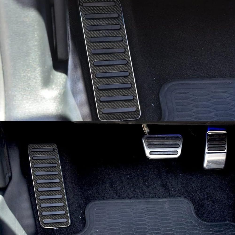 2015-2020 Mustang Dead Pedal Trim Plate - Carbon Fiber & Stainless Steel for Car Interior Upgrade