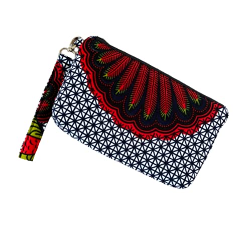 African Print Fabric Wristlets for Women - Stylish Peacock Design Clutch Purse - Perfect for Parties, Weddings & Evening Events