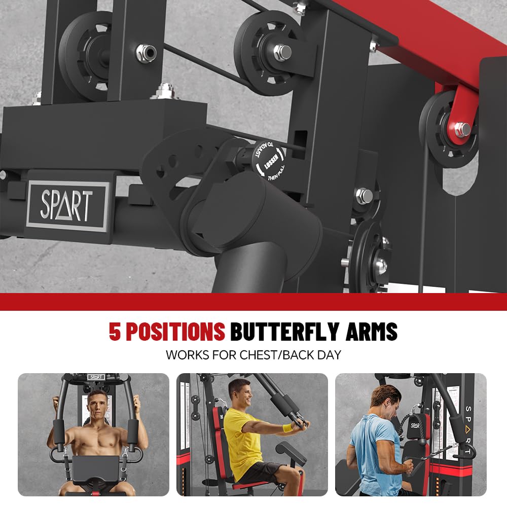 Multifunctional Home Gym Station with 150LBS Weight Stack - Full Body Strength Training Equipment for Leg Press, Lat Pulldown & Chest Press | Perfect for Home Workouts, Strength Building & Fitness Training
