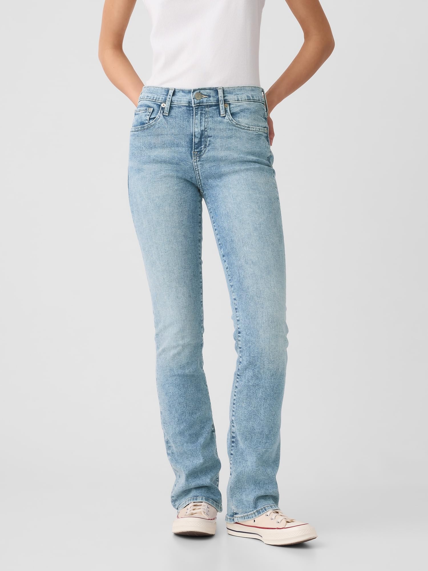 GAP Women's Baby Boot Cut Denim Jeans - Stretch Comfort Fit High Waist Vintage Blue Jeans for Casual Wear & Everyday Outfits