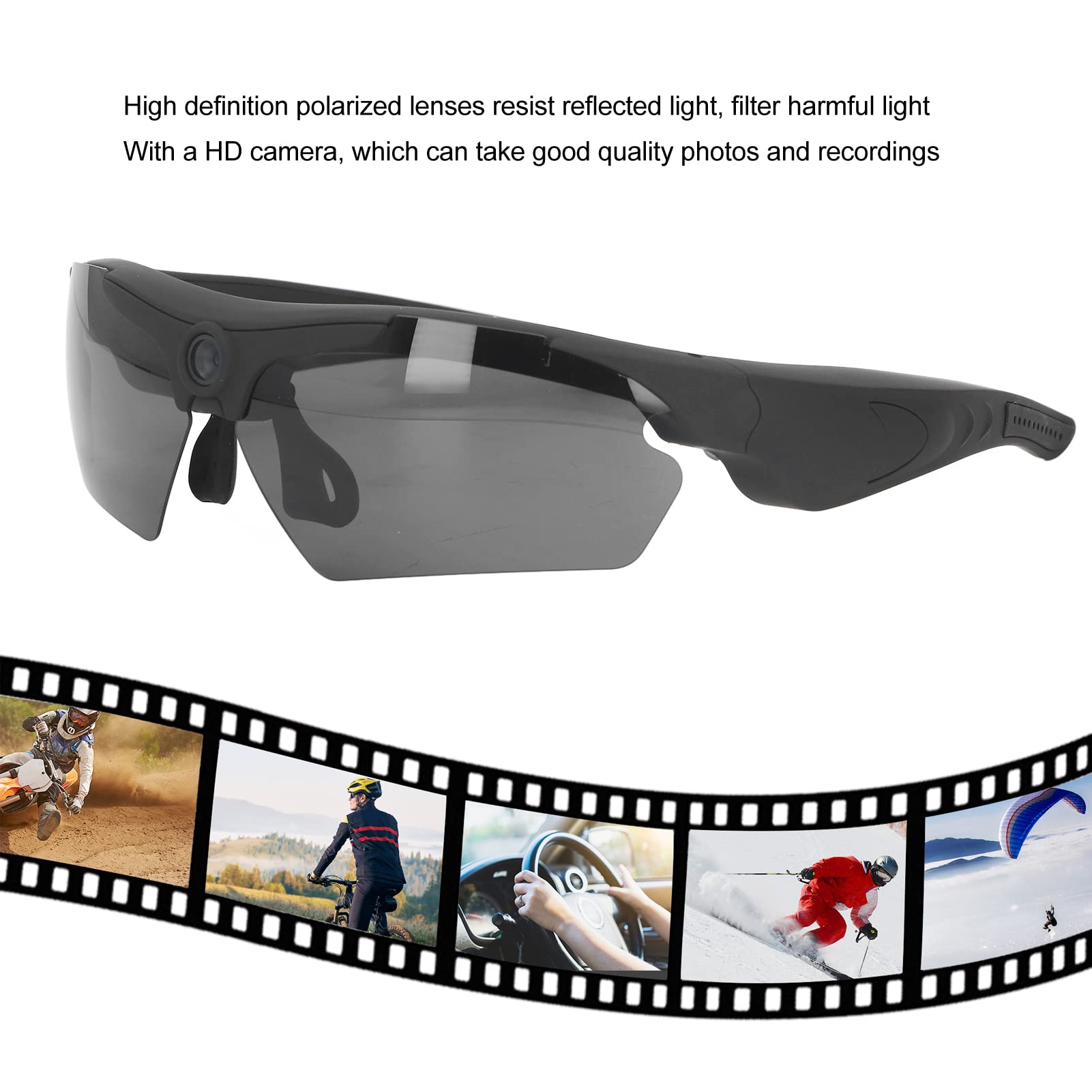 ASHATA 1080P HD Video Recording Camera Glasses - Full HD Sunglasses with 256GB Support for Cycling, Driving, Hiking, Fishing & Hunting | Perfect for Outdoor Adventures & Hands-Free Recording (Black)