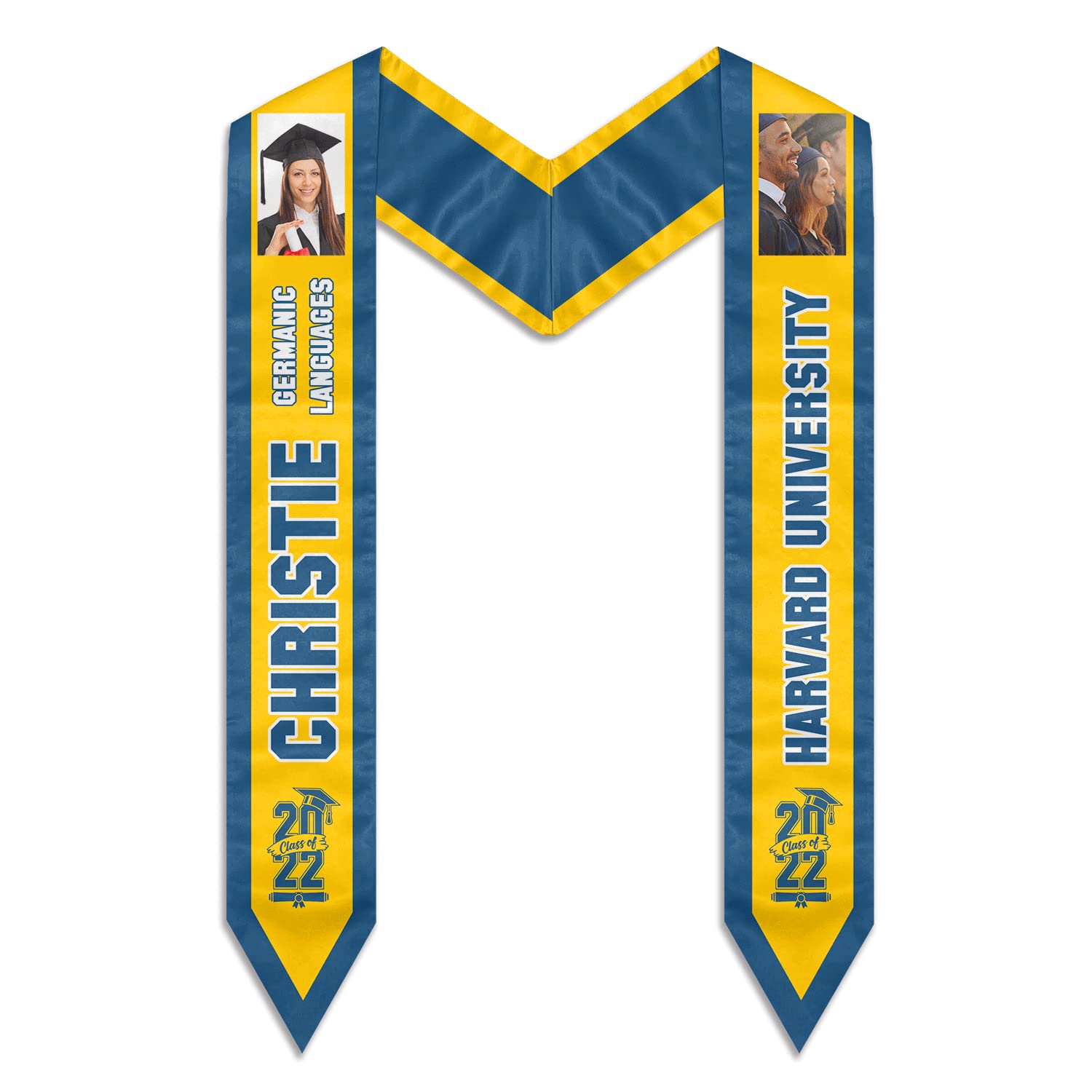 Custom Photo Graduation Scarf - Personalized Graduation Stole with Pictures | Class of 2022 Senior Gift | Perfect for Graduation Ceremonies & Keepsake Memories