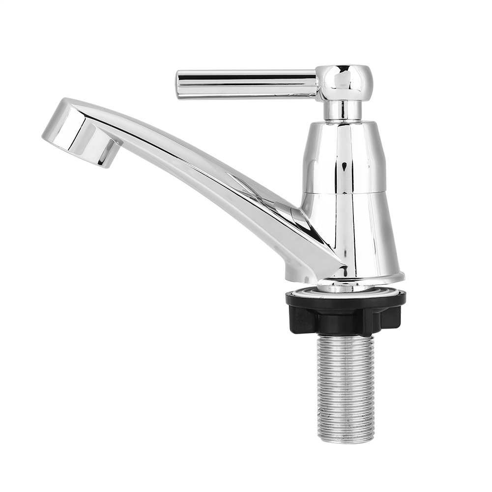Chrome Plated ABS Plastic Handle Bathroom Sink Faucet - Cold Water Tap for Basin & Kitchen Sink (Straight 1/2