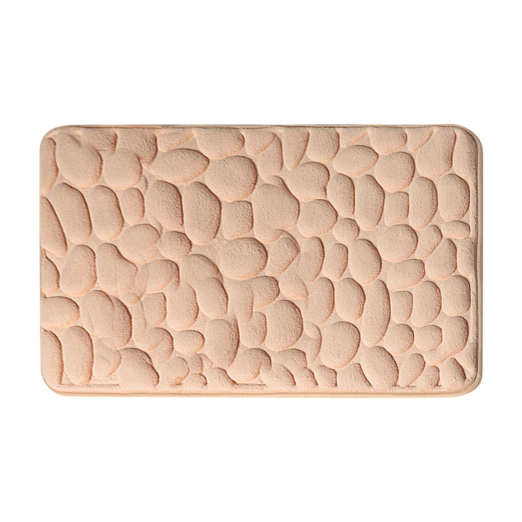 Super Absorbent Bath Mats for Bathroom - Non-Slip Memory Foam Cobblestone Design Floor Mat with Coral Fleece & Polyester Embossed Fiber (Watermelon Red) - Perfect for Bathtub, Shower & Bathroom Safety