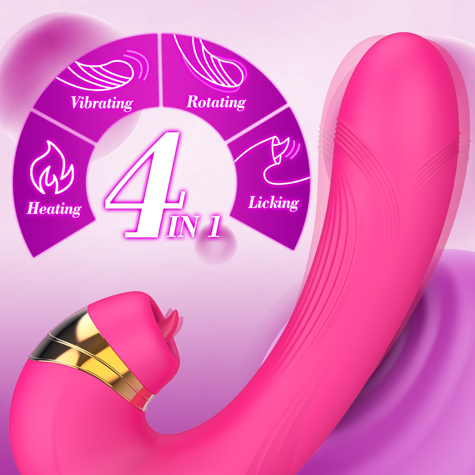 Premium 3-in-1 Women's Vibrator - Clitoral, G-Spot & Tongue Stimulator with 10 Vibration & 10 Rotation Modes | Nipple & Clit Stimulating Adult Toy for Women & Couples | Perfect for Solo Play & Romantic Nights