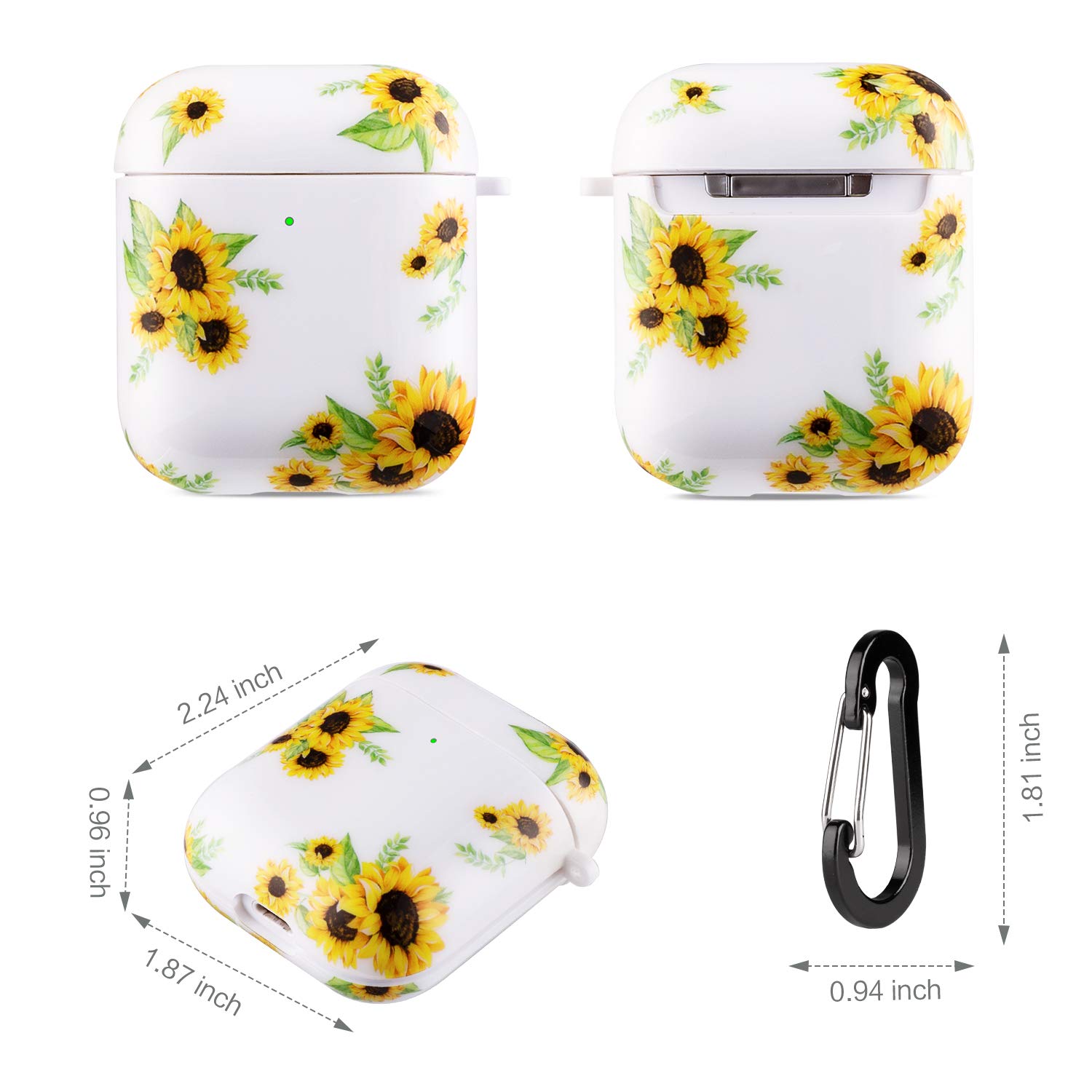 Sunflower AirPods Case for AirPods 1/2 - Wireless Charging & Keychain - Cute Protective Cover for Daily Use