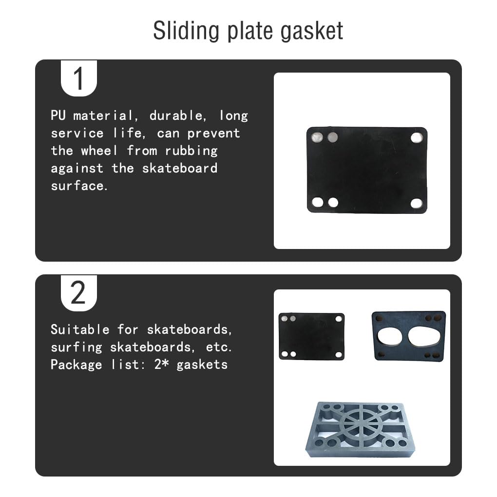 KAYNO 2Pcs Black Skateboard Riser Shock Pads - 3mm Soft Longboard & Skateboard Shock Absorbers for Smooth Riding - Perfect for Street Skateboarding, Cruising & Downhill Longboarding
