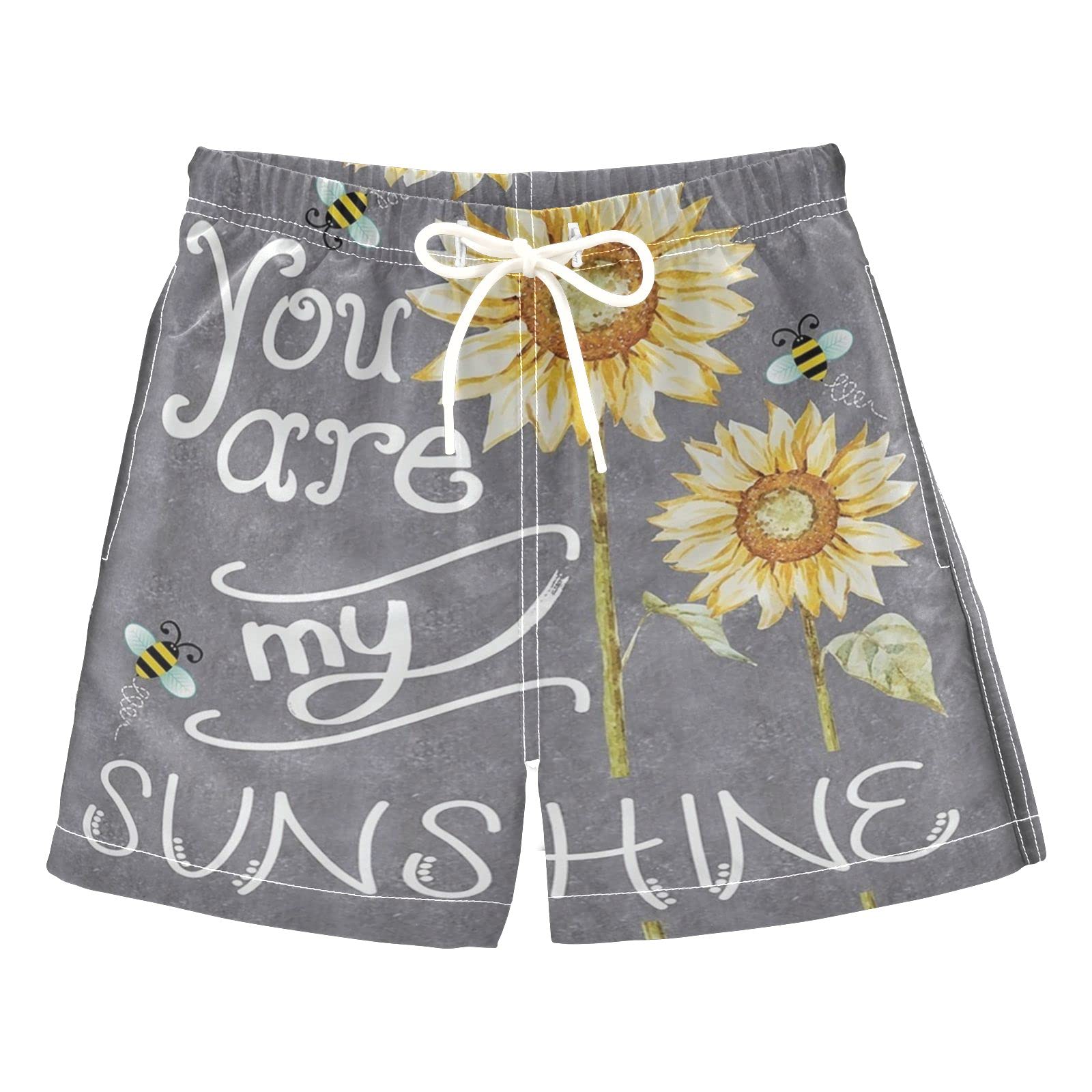 AMICHIC Boys' Sunflower Swim Trunks - Quick Dry Board Shorts for Toddler Kids & Teens (2T-8) - Perfect for Beach, Pool & Summer Water Activities