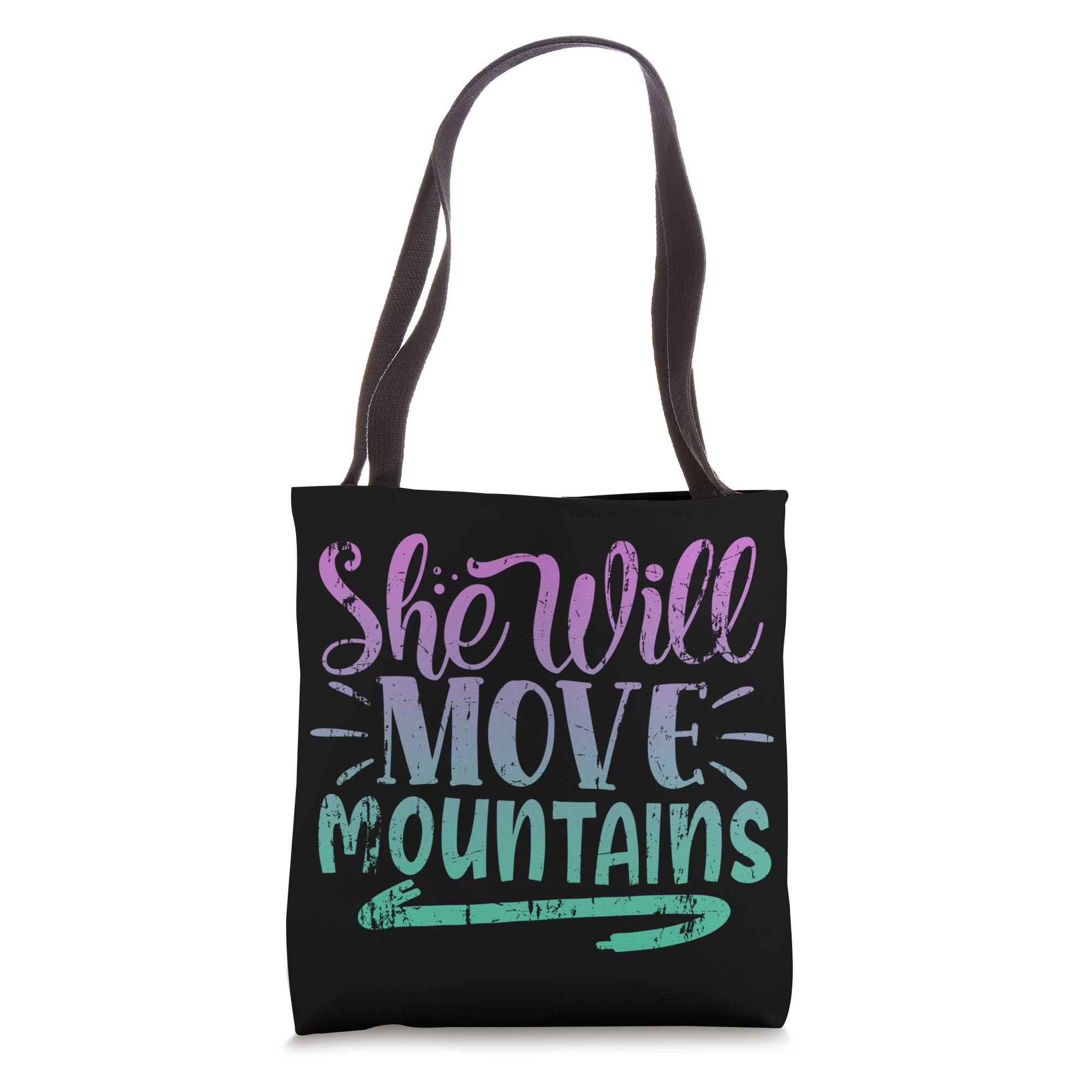She Will Move Mountains Tote Bag - Inspirational Women's Canvas Shoulder Bag for Work, Travel & Everyday Use | Motivational Gift for Women