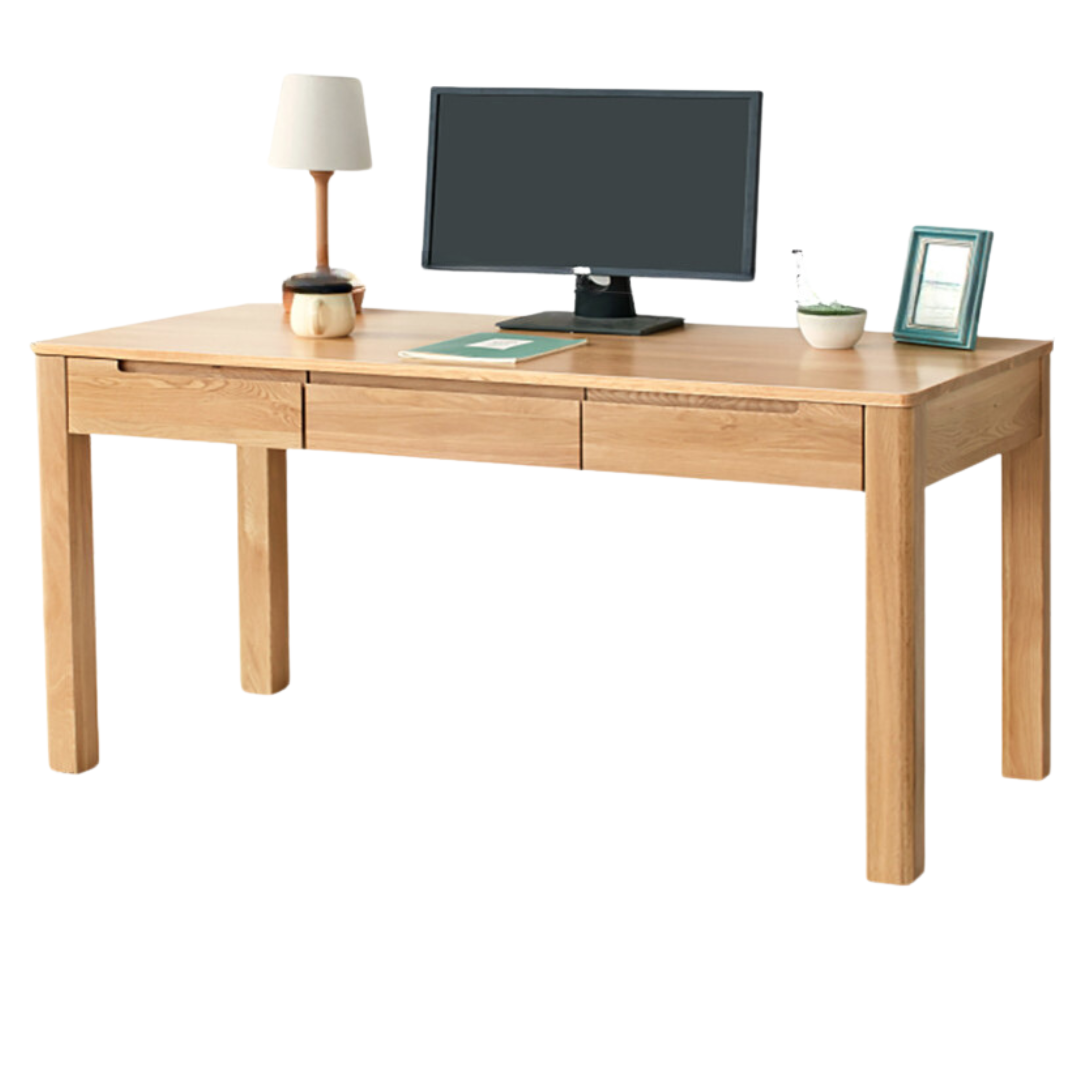 Premium Solid Wood Office Desk - Oak & Beech - Modern Home Office Furniture for Remote Work & Study