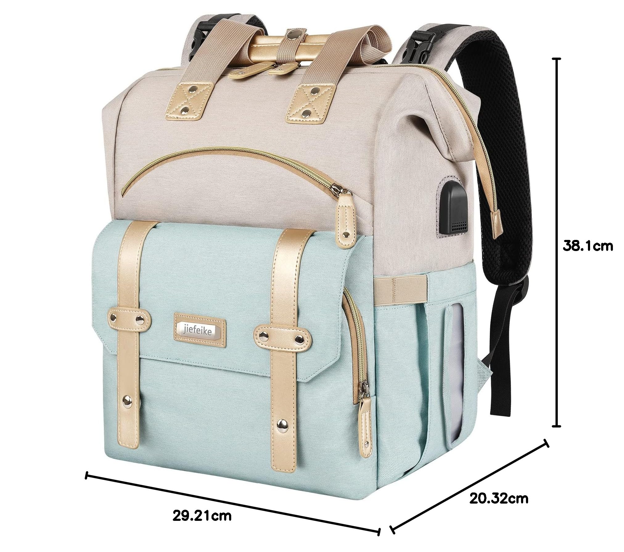 Jiefeike Diaper Backpack for Baby Boys & Girls - Insulated Travel Diaper Bag with USB Charging Port, RFID Anti-Theft & Water-Resistant Pockets - Perfect for Parents, Stroller Straps & On-the-Go Families (Ideal for Daycare, Travel & Outdoor Adventures)