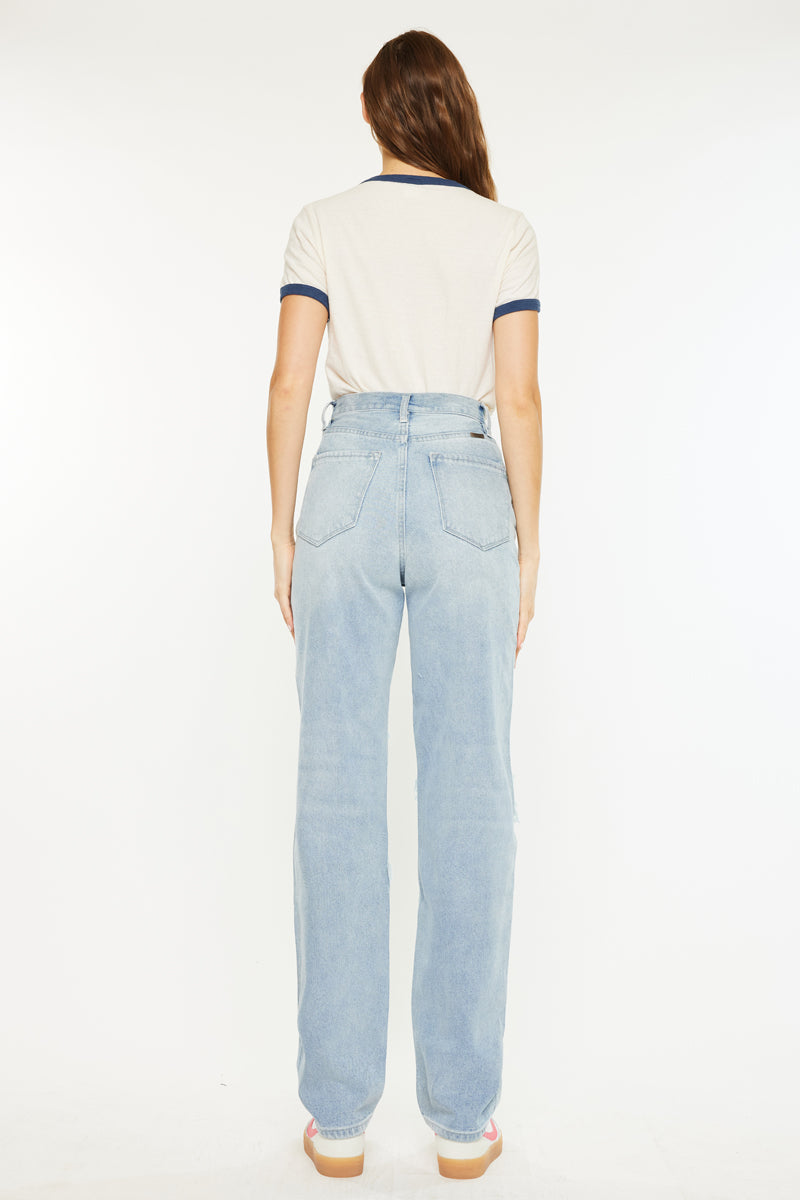 Kyla Ultra High Rise 90's Baggy Jeans for Women - Vintage Distressed Denim Pants with Stretch Comfort - Perfect for Casual Outfits, Streetwear & Retro Fashion