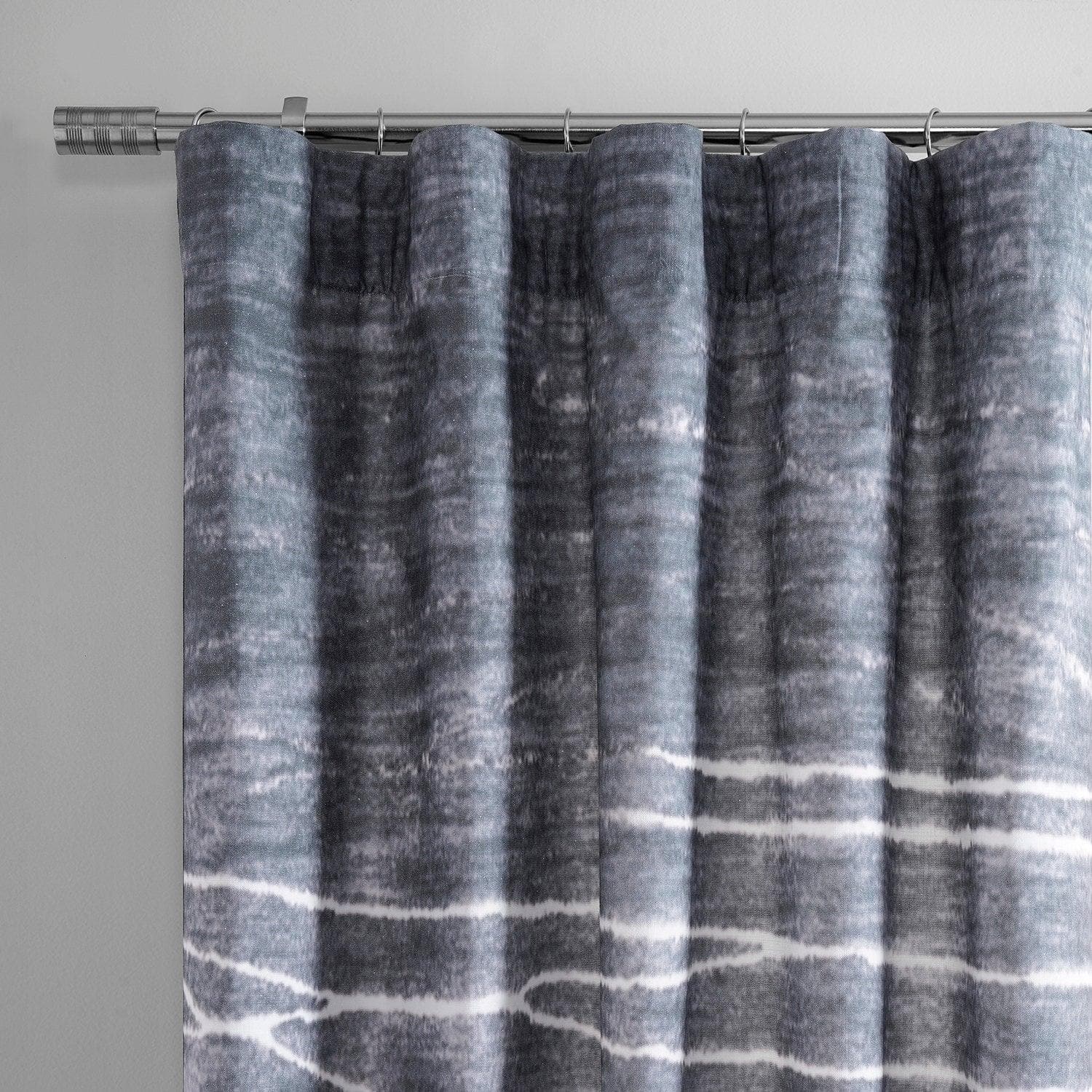 Coal Black Abstract Textured Printed Cotton Curtains for Living Room & Bedroom - Modern Window Drapes for Home Decor