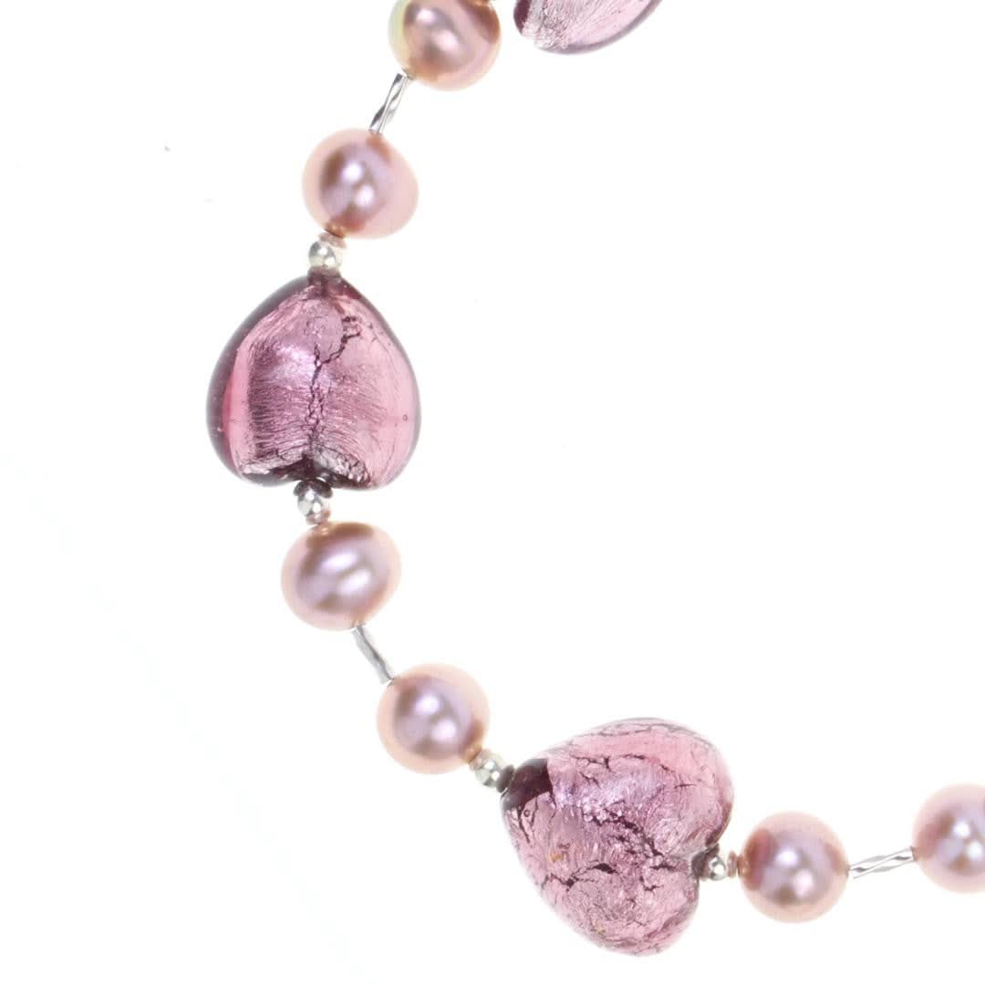Dusk Pearl Heart Bracelet for Women - Elegant Romantic Jewelry Gift for Valentine's Day, Anniversary & Special Occasions