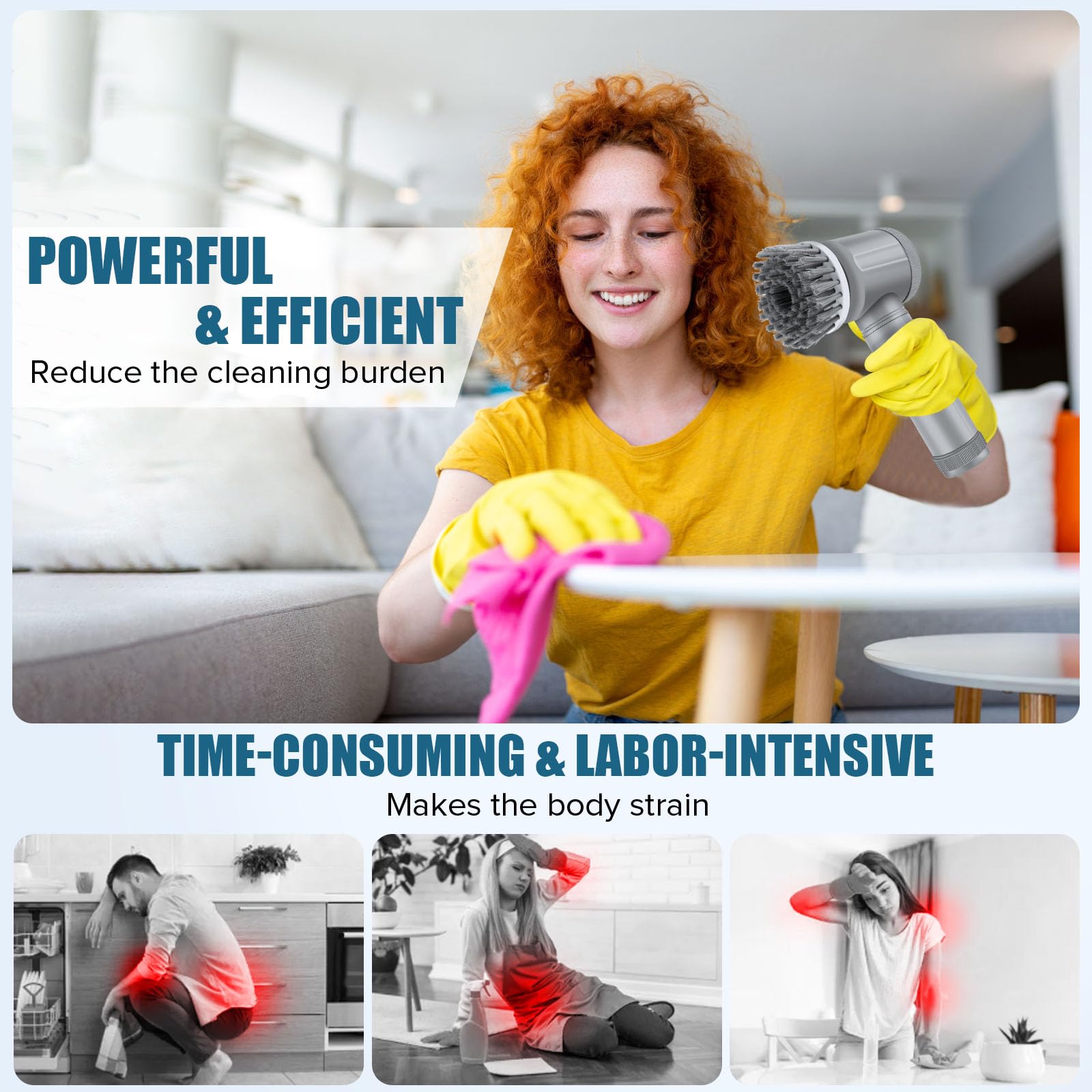 **Portable Electric Scrubber - Cordless Power Cleaning Brush with 7 Replaceable Brush Heads for Bathroom, Kitchen, Tile, Grout & Stove - Deep Clean Floors, Tubs & Hard Surfaces**    *(Perfect for Bathroom Cleaning, Kitchen Deep Cleaning, Tile & Grout Scrubbing, and Stove Degreasing)*