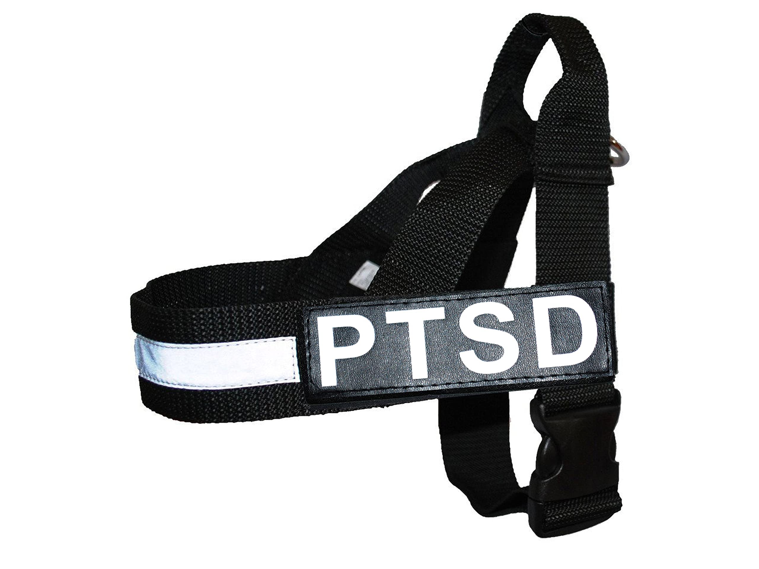 Service Dog Nylon Harness No Pull with 2 Reflective PTSD Patches - Adjustable Guide Assistance Harness for Therapy & Emotional Support Dogs - Perfect for Training, Walks & Public Outings