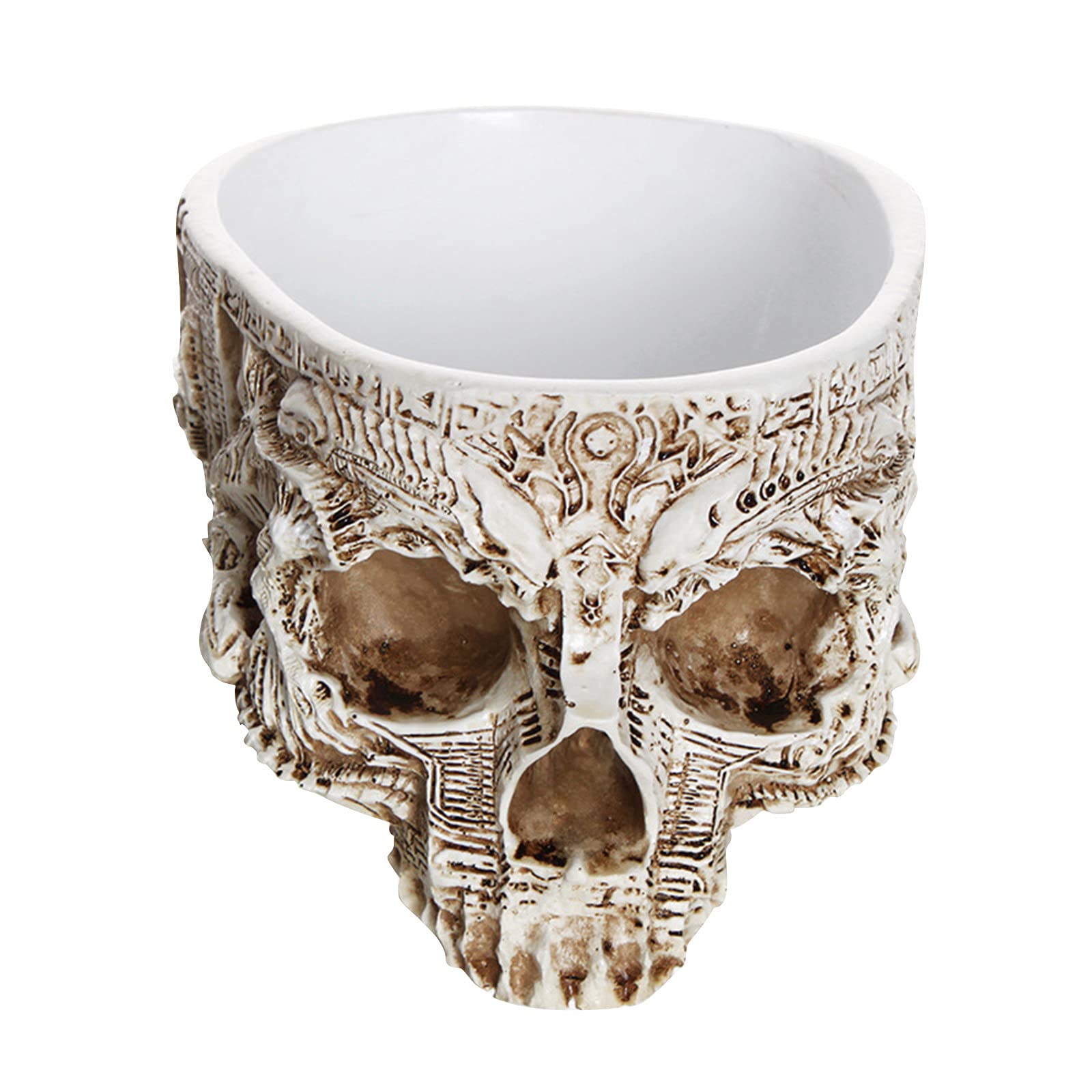 Gothic Skull Head Planter - Creative Resin Flower Pot for Succulents, Grass & Plants - Home, Office & Garden Decor - Unique Desk Decoration for Indoor & Outdoor Use