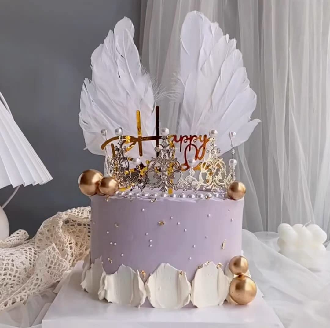 Elegant Silver Metal Pearl Cake Topper for Birthday & Wedding - Shining Crown Cake Decorations for Party, Anniversary & Special Celebrations