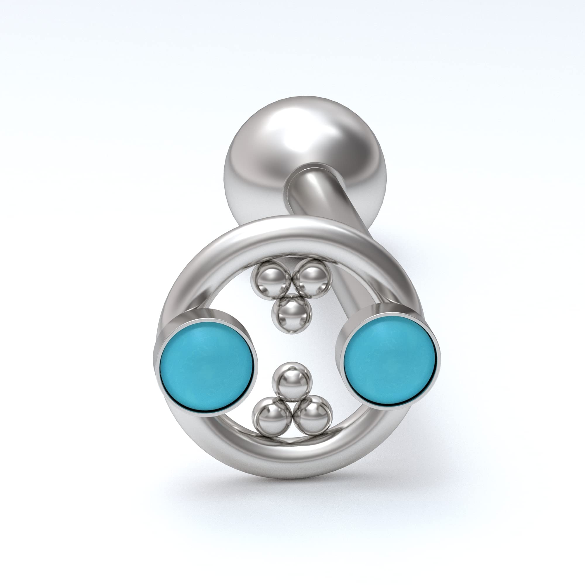 Surgical Steel Tongue Ring - Externally Threaded 14G Tongue Barbell Jewelry with Turquoise Stones | Body Piercing Jewelry for Men & Women | Perfect for Parties, Concerts and Self-Expression