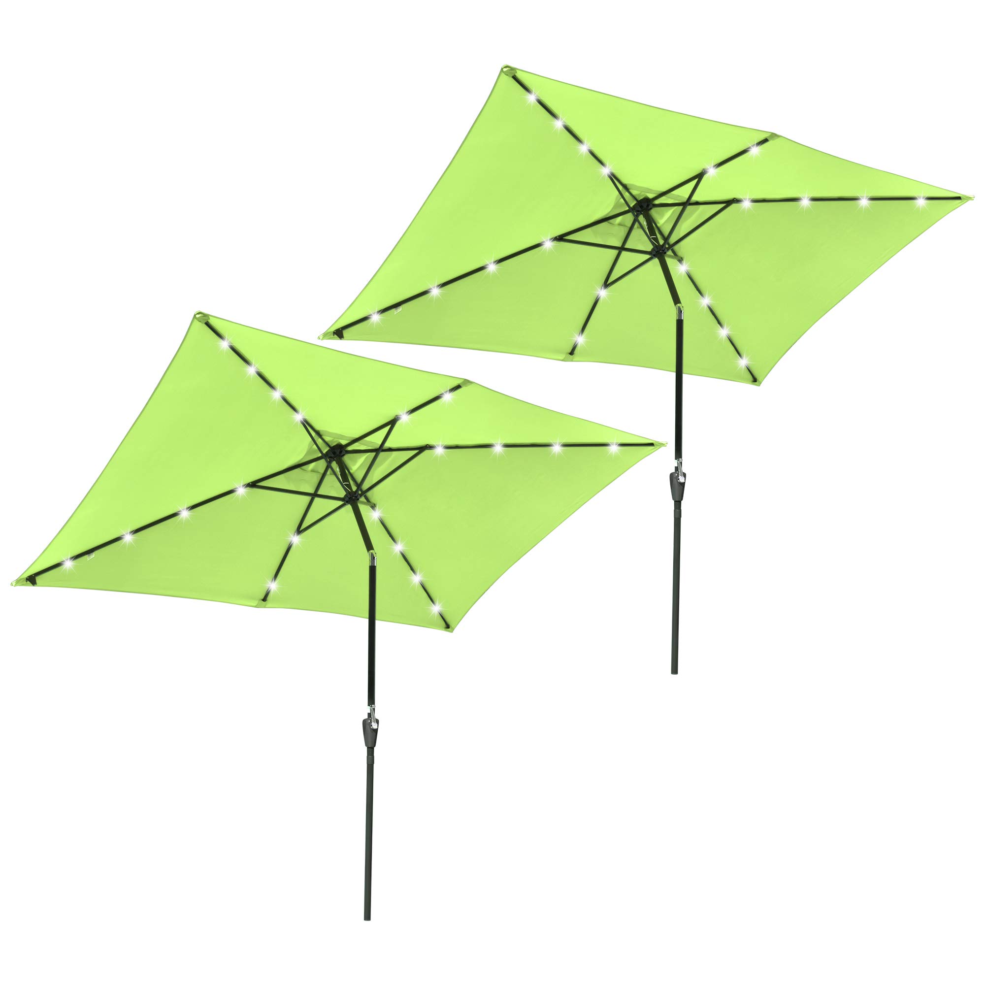 Yescom 10x6.5ft Solar Powered LED Patio Umbrella with Crank & Tilt - Outdoor Rectangle Sun Shade for Garden, Poolside, Deck & Backyard (2 Pack) - Perfect for Dining, Lounging & Outdoor Entertaining
