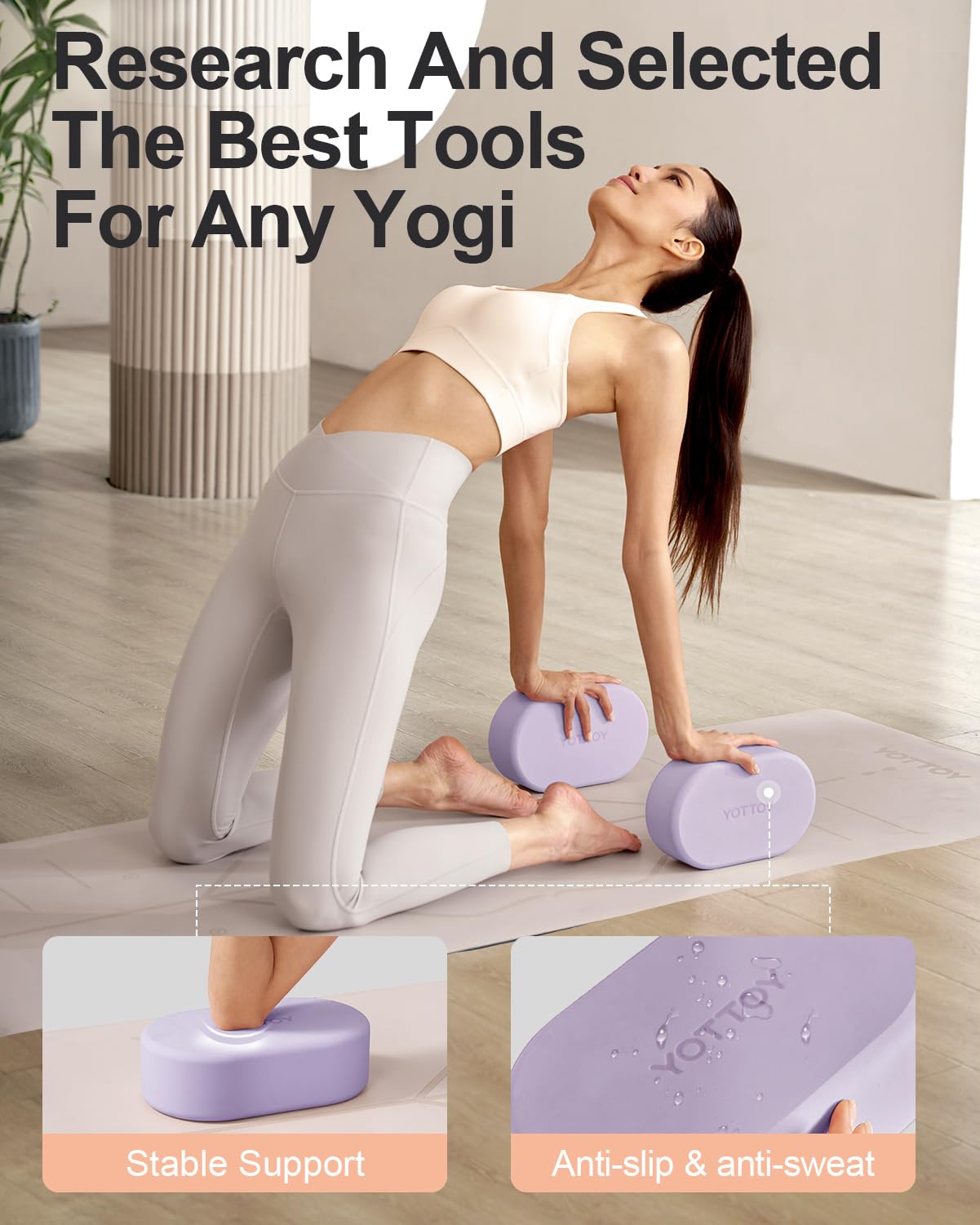 YOTTOY Non-Slip Foam Yoga Blocks (2-Pack) - Premium Yoga Bricks for Women & Kids - Ideal for Yoga, Pilates, Stretching & Meditation - Perfect for Home, Studio & Gym Workouts