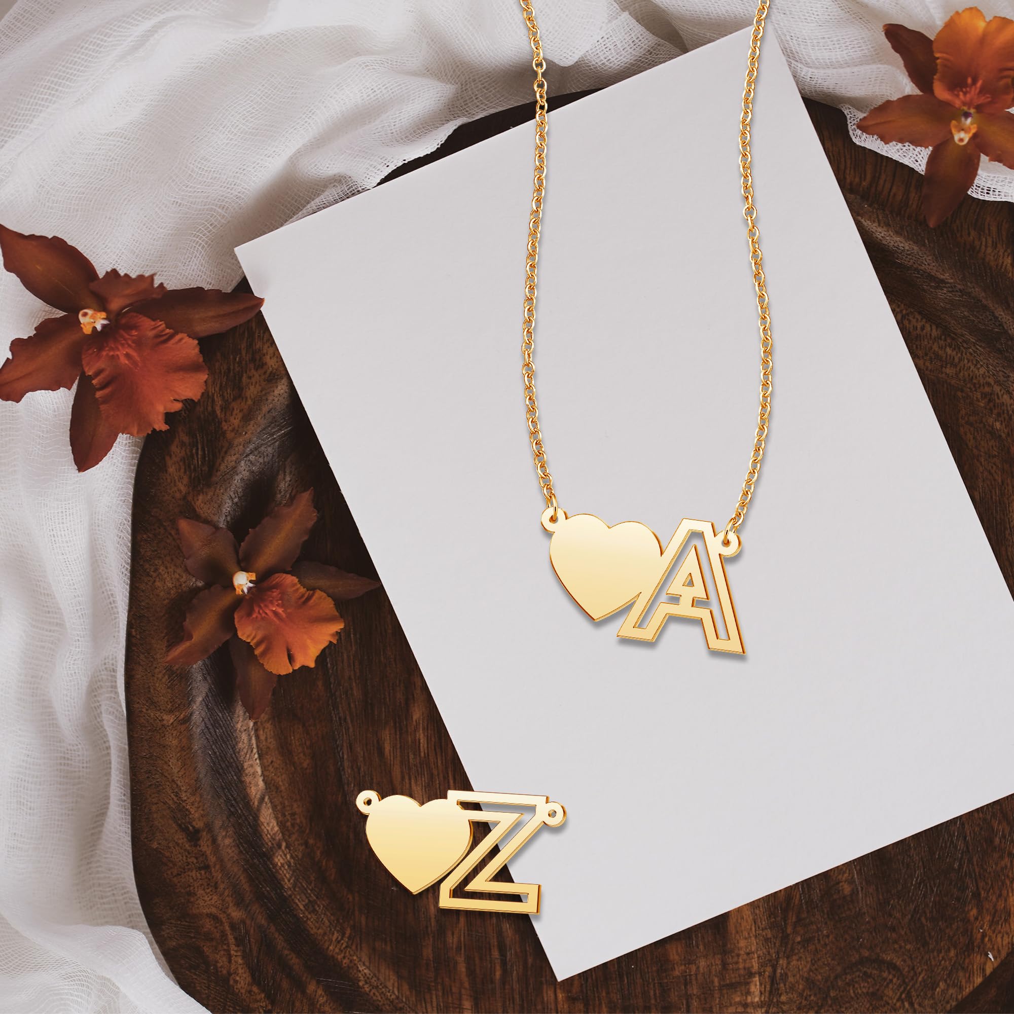 Personalized Initial Necklaces for Women - Dainty Gold Letter Heart Pendant Necklace, 14k Gold Plated Custom Name Choker for Teens | Perfect Gift for Birthday, Anniversary & Valentine's Day