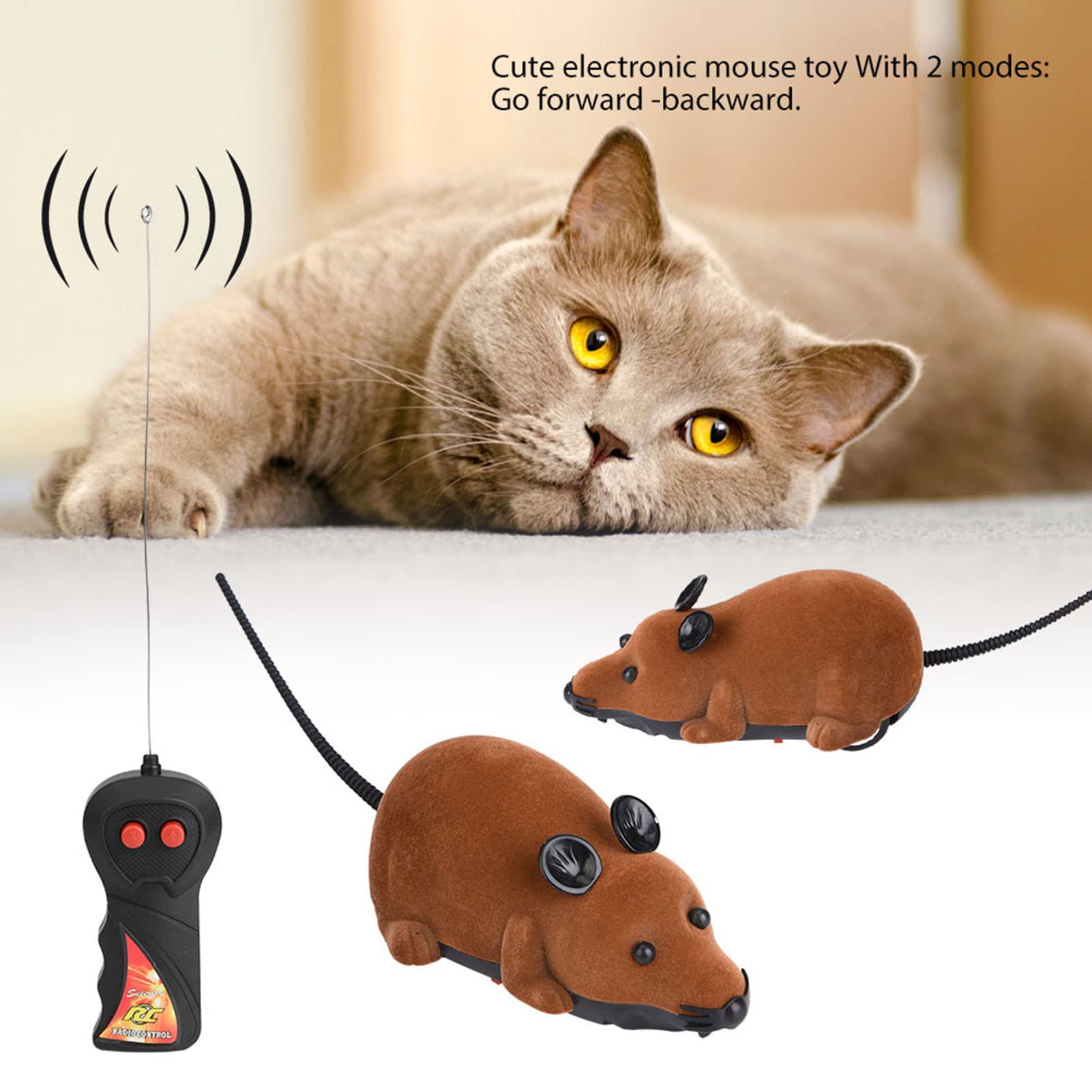 Interactive Cat Toy Mouse - Electric Wireless Remote Control Kitten Chaser Toy with Realistic Movements - Fun & Engaging Play for Indoor Cats (Brown) | Perfect for Exercise, Stimulation & Bonding with Your Feline Friend