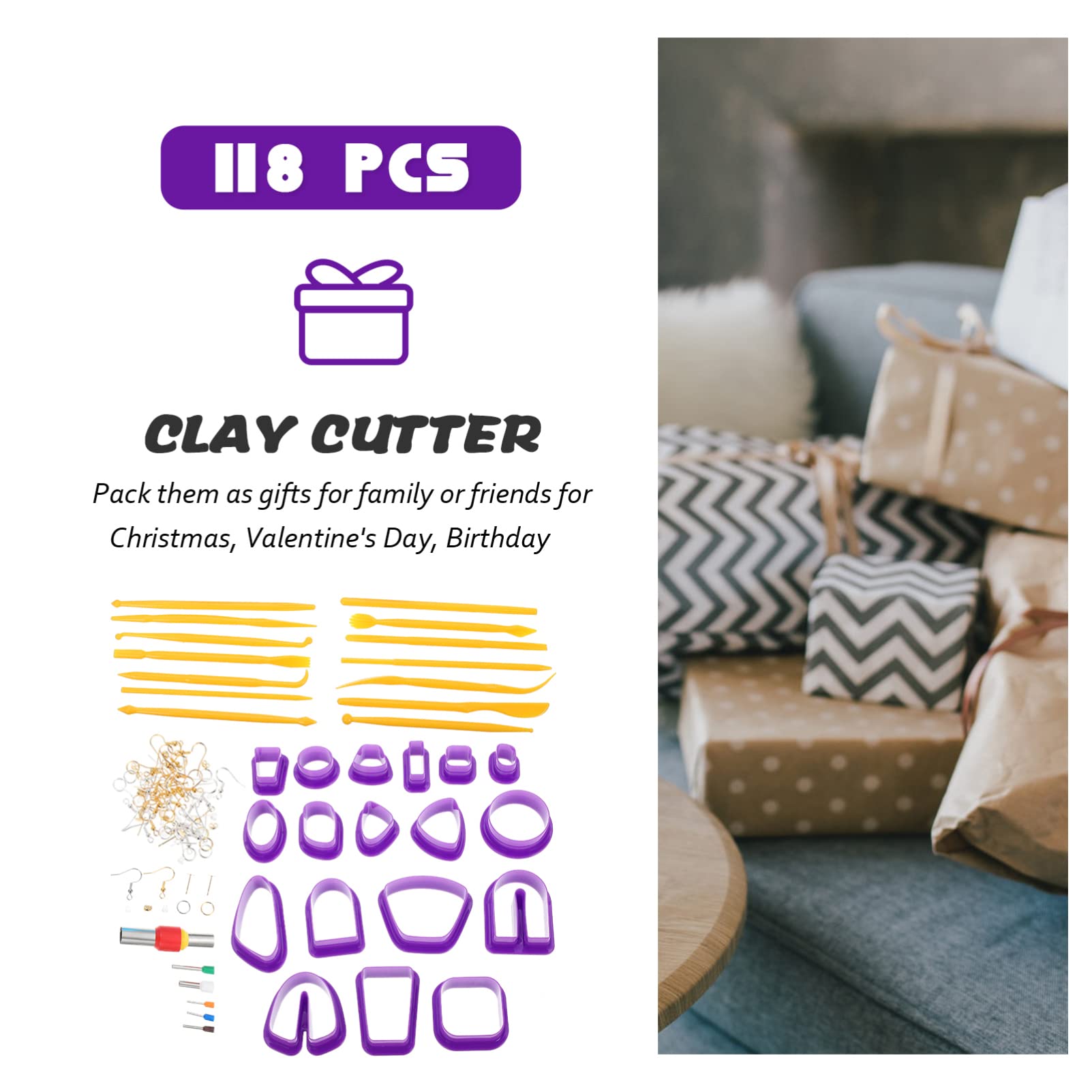 1 Set Polymer Clay Cutter Tool Kit - Earring Cutting Mold & Pottery Craft Supplies for DIY Jewelry Making - Perfect for Polymer Clay Earrings, Beads & Craft Projects