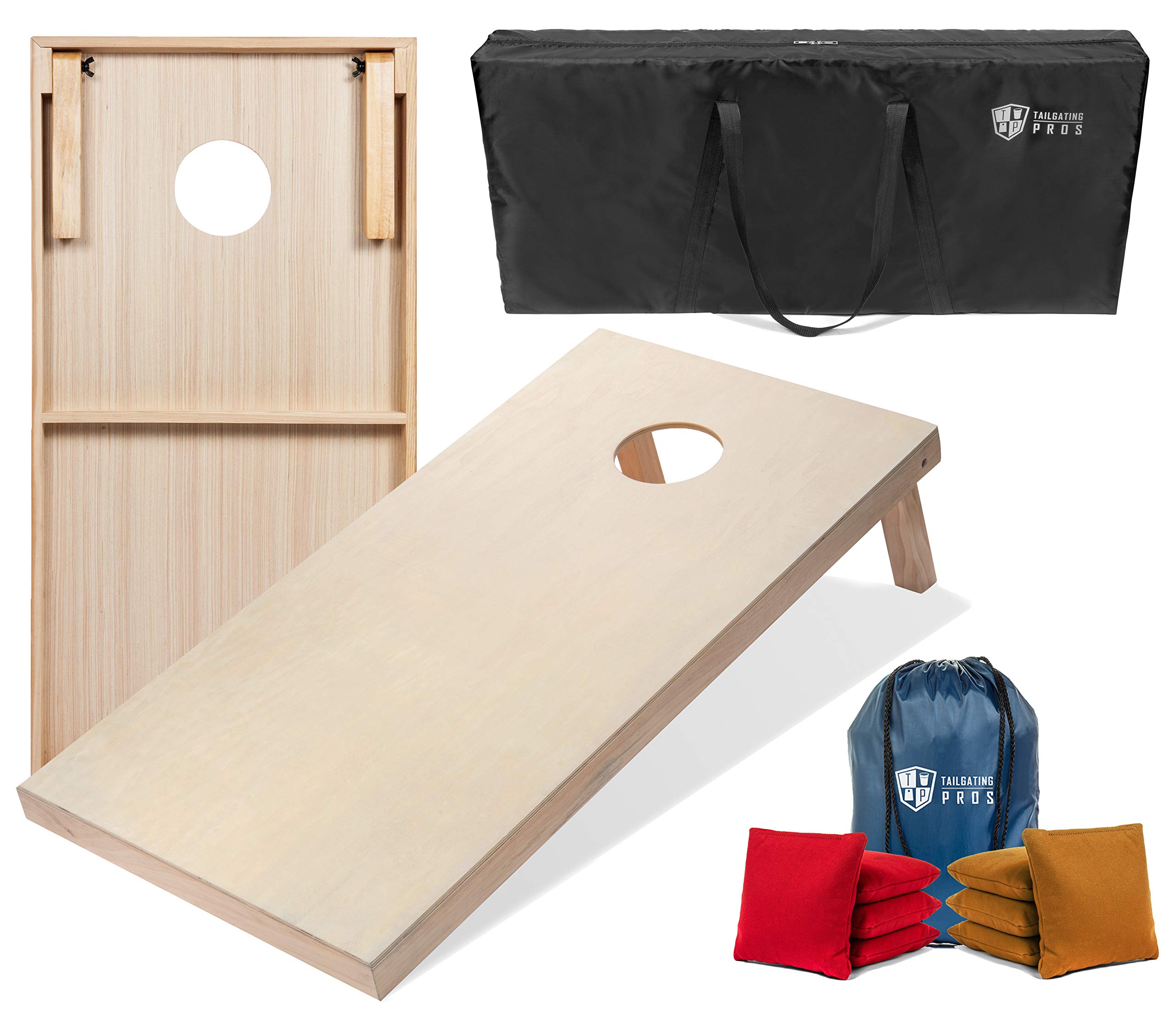 Premium Tailgating Cornhole Game Set - 4'x2' & 3'x2' Regulation Size Boards with 8 Bean Bags & Carry Case - 150+ Color Options (LED Lights Available) - Perfect for Backyard BBQs, Tailgate Parties, and Outdoor Family Fun