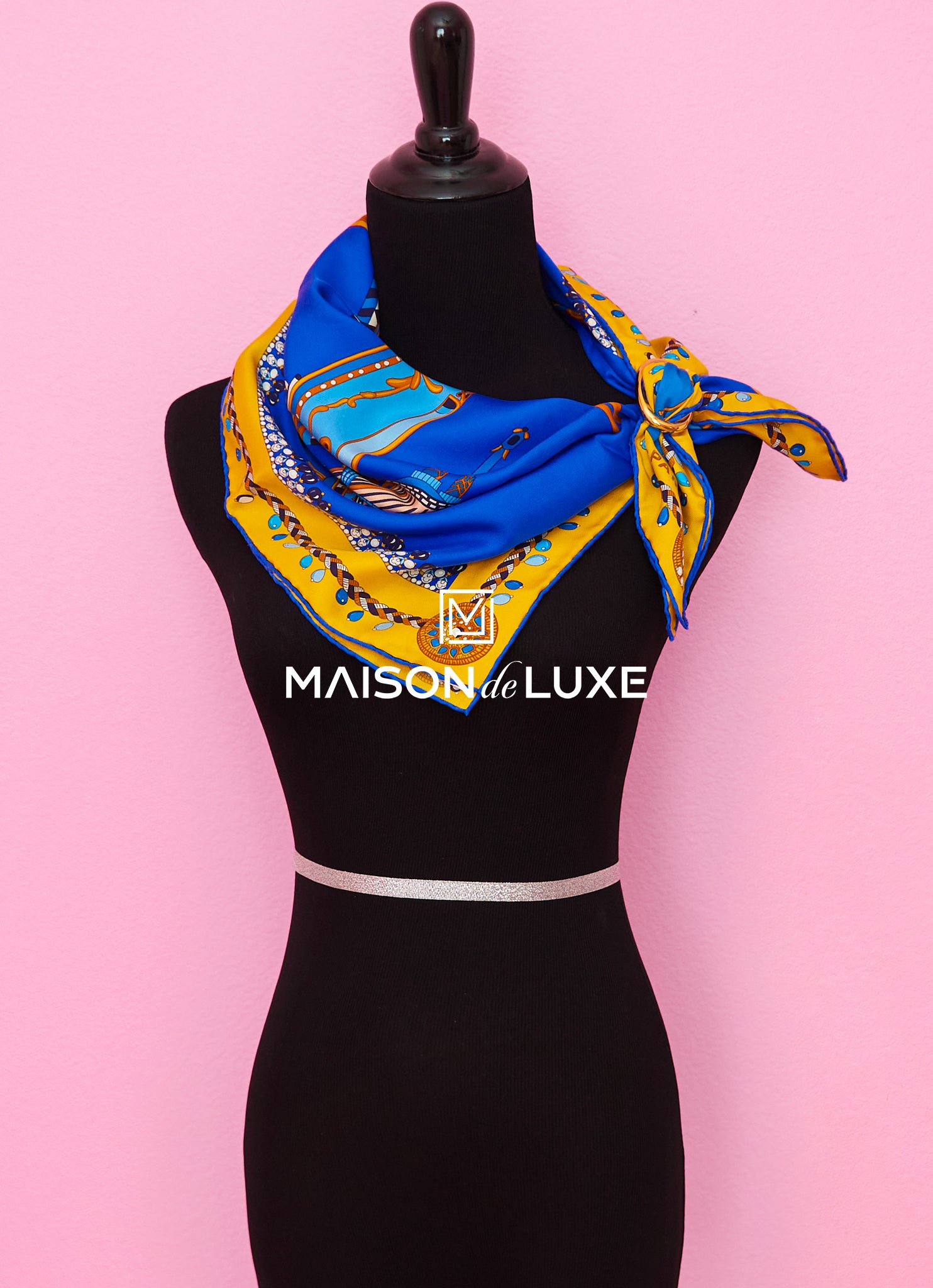 Hermes Coupe de Gala Blue Wash Twill Silk Scarf 90 cm - Luxury Fashion Accessory for Women, Perfect for Gala Events & Special Occasions