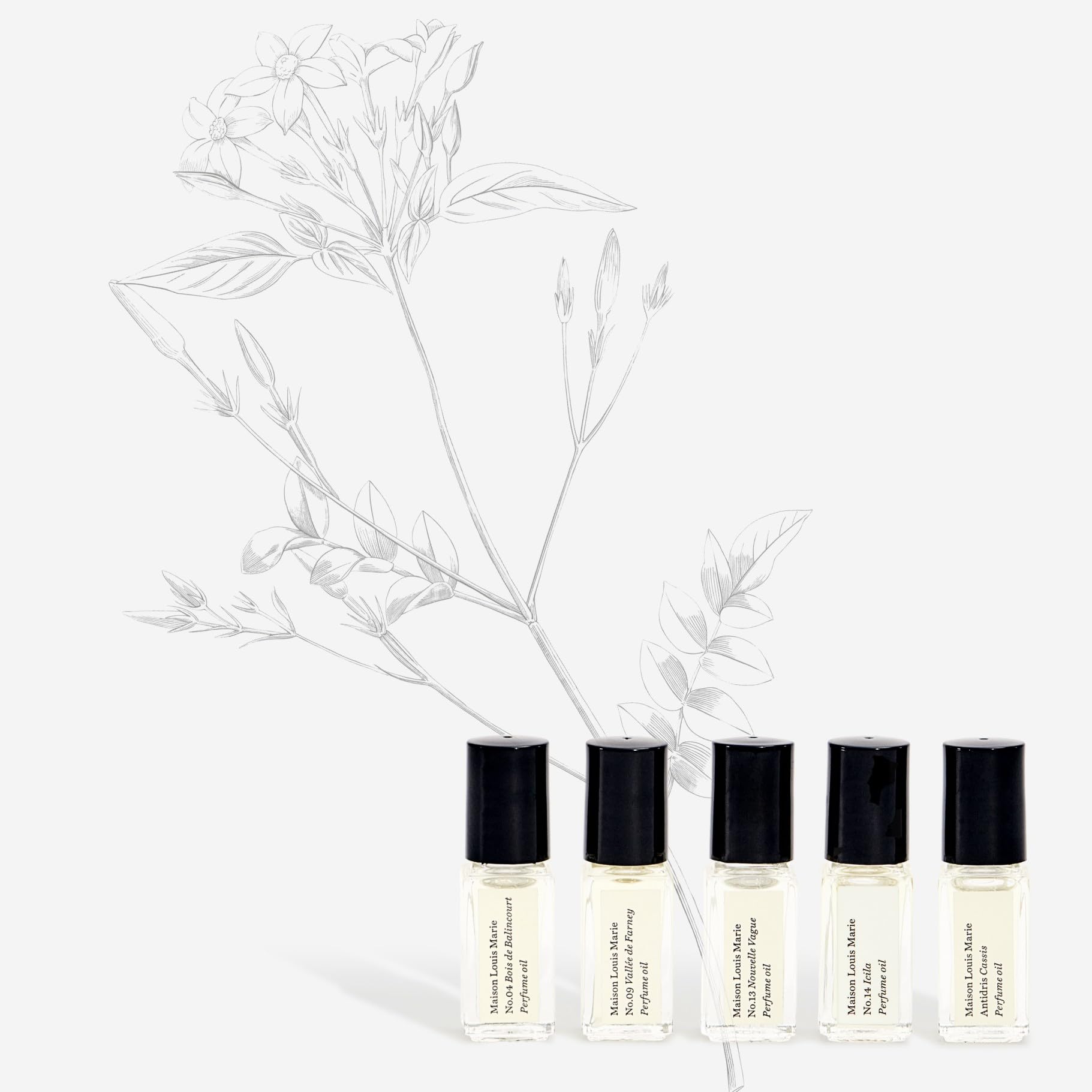 Maison Louis Marie Natural Roll-On Perfume Oil Discovery Set - 5 Piece Luxury Clean Beauty Gift | Non-Toxic Fragrance for Women, Travel & Everyday Wear