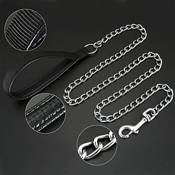 SR VISION Non-Toxic Adjustable 18-24 Inch Dog Collar with Padded Handle - Half Nylon Half Stainless Steel for Large Breed Dogs - Perfect for Training, Walking & Outdoor Adventures (Large, Black)