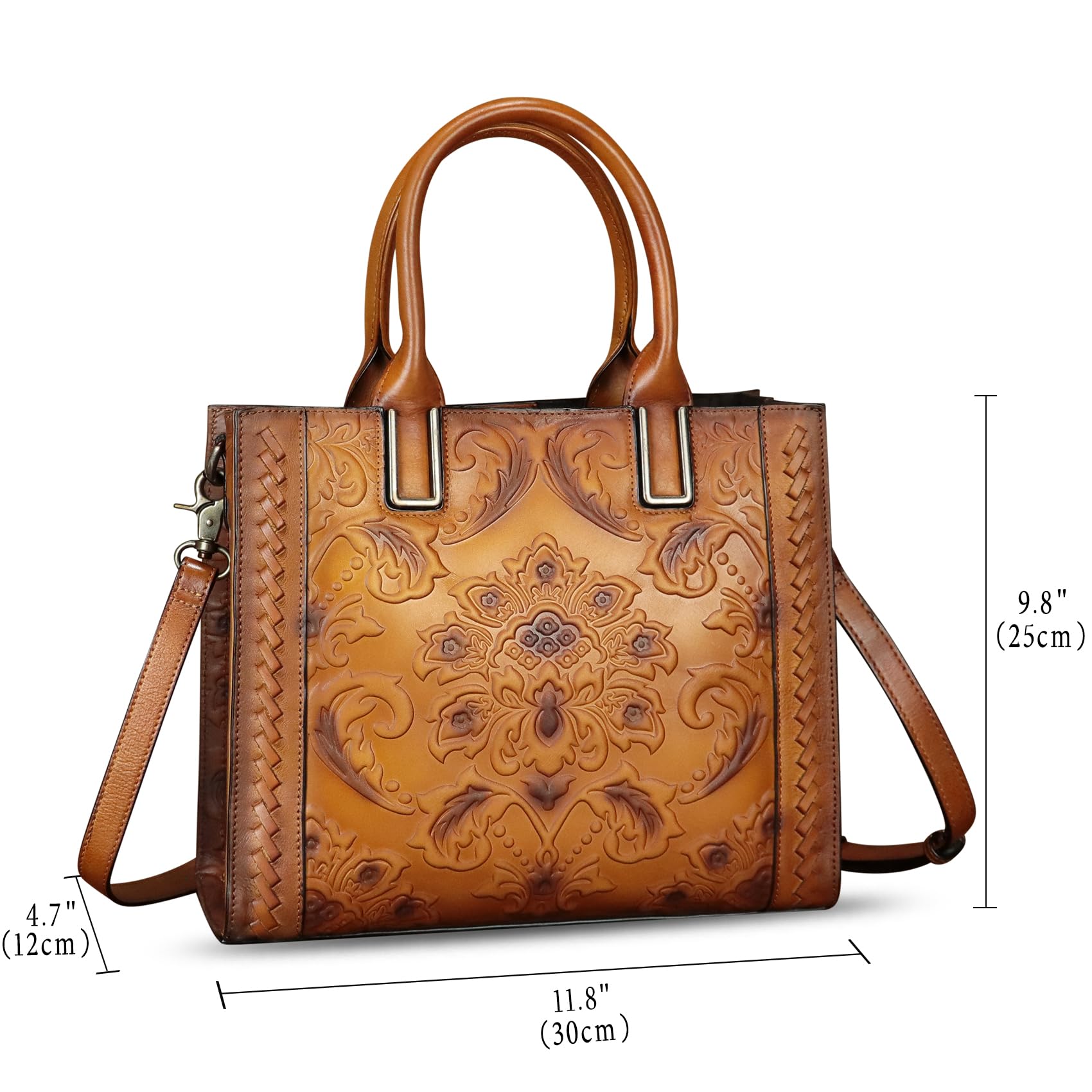 Genuine Leather Satchel for Women - Embossed Top Handle Handbag, Handmade Crossbody Tote & Shoulder Purse | Perfect for Work, Travel & Everyday Use