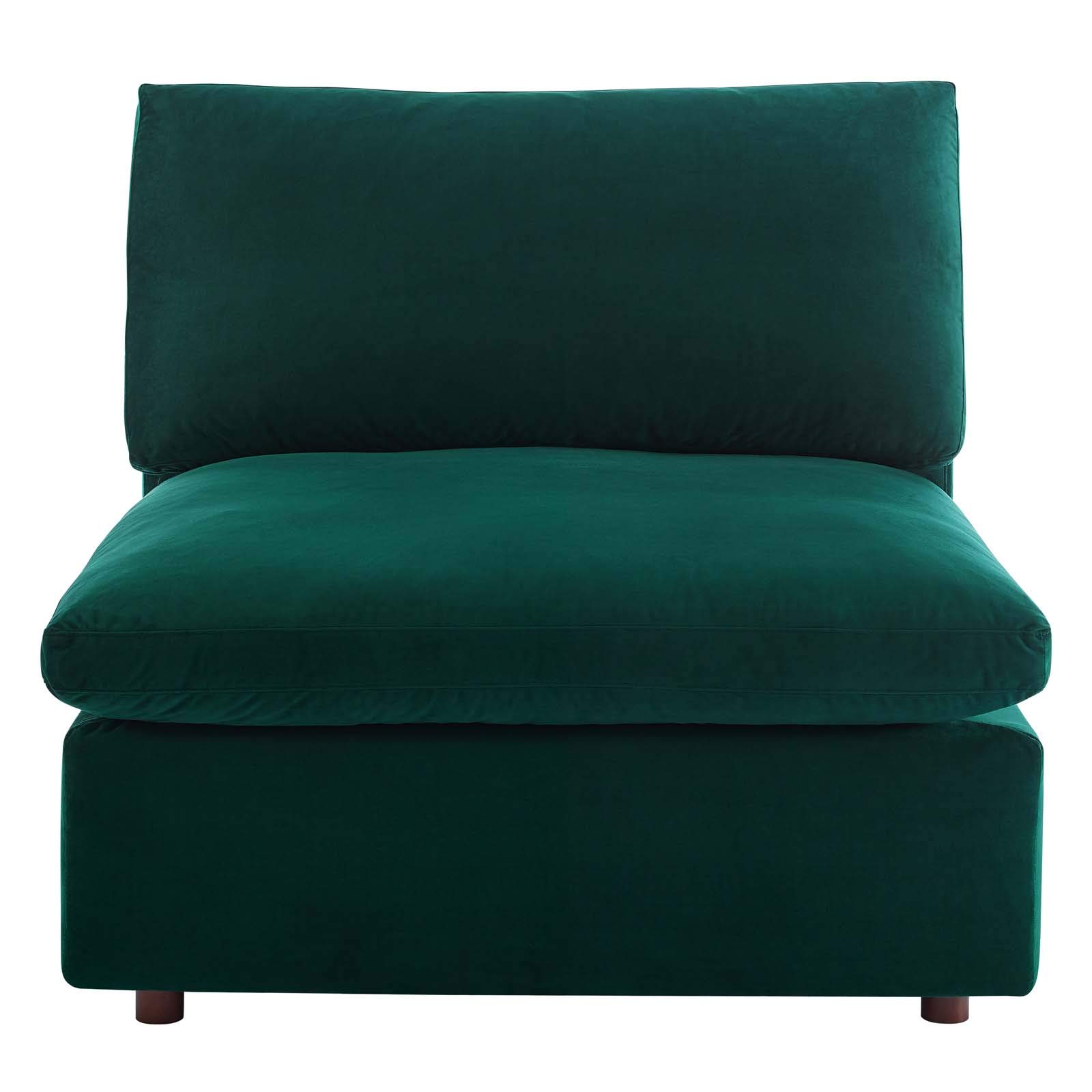 Modway Commix Down-Filled Overstuffed Performance Velvet Sectional Sofa Armless Chair - Luxurious Comfort for Living Room, Lounge & Home Theater