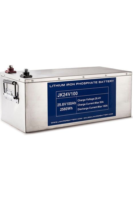 2 x Jakiper 24V 100AH LiFePO4 Batteries | 5120Wh Deep Cycle Lithium Iron Phosphate Battery Pack | 24V/48V Compatible for Solar System, RV, Marine & Off-Grid Power Supply | Long Lasting Energy Storage Solution