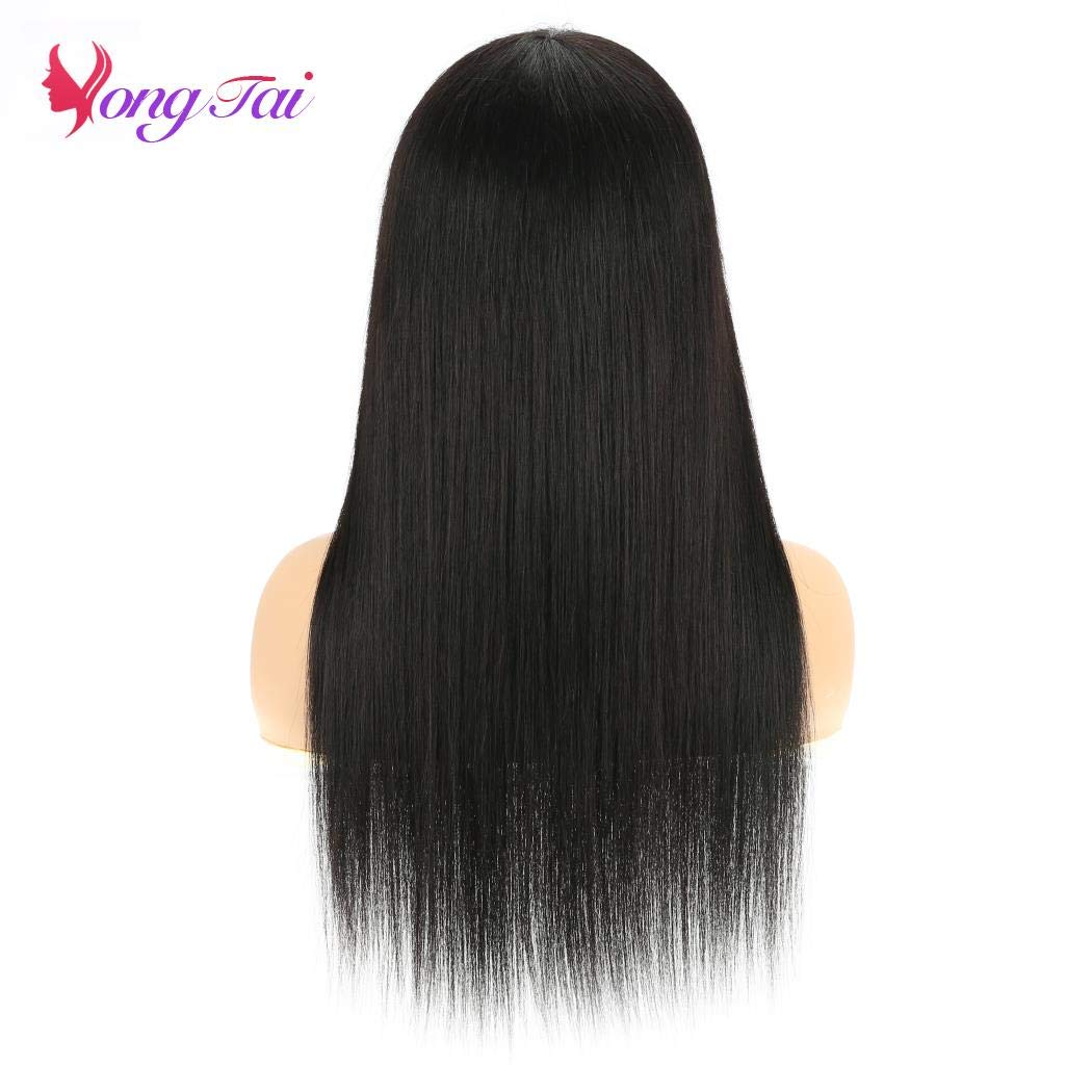 Peruvian Straight Human Hair Wigs with Bangs - 150% Density Machine Made Non-Lace Front Wig for Women (22 Inch, Natural Black) | Everyday Wear, Cosplay & Special Occasions