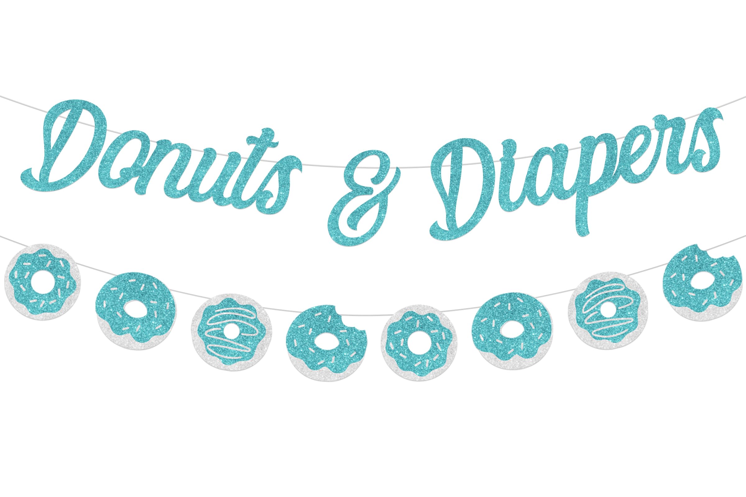 Donut Baby Shower Decorations Set - Diaper Donut Banner Garland in Teal for Gender Neutral Baby Sprinkle Parties | Perfect for Nursery Decor & Newborn Celebration