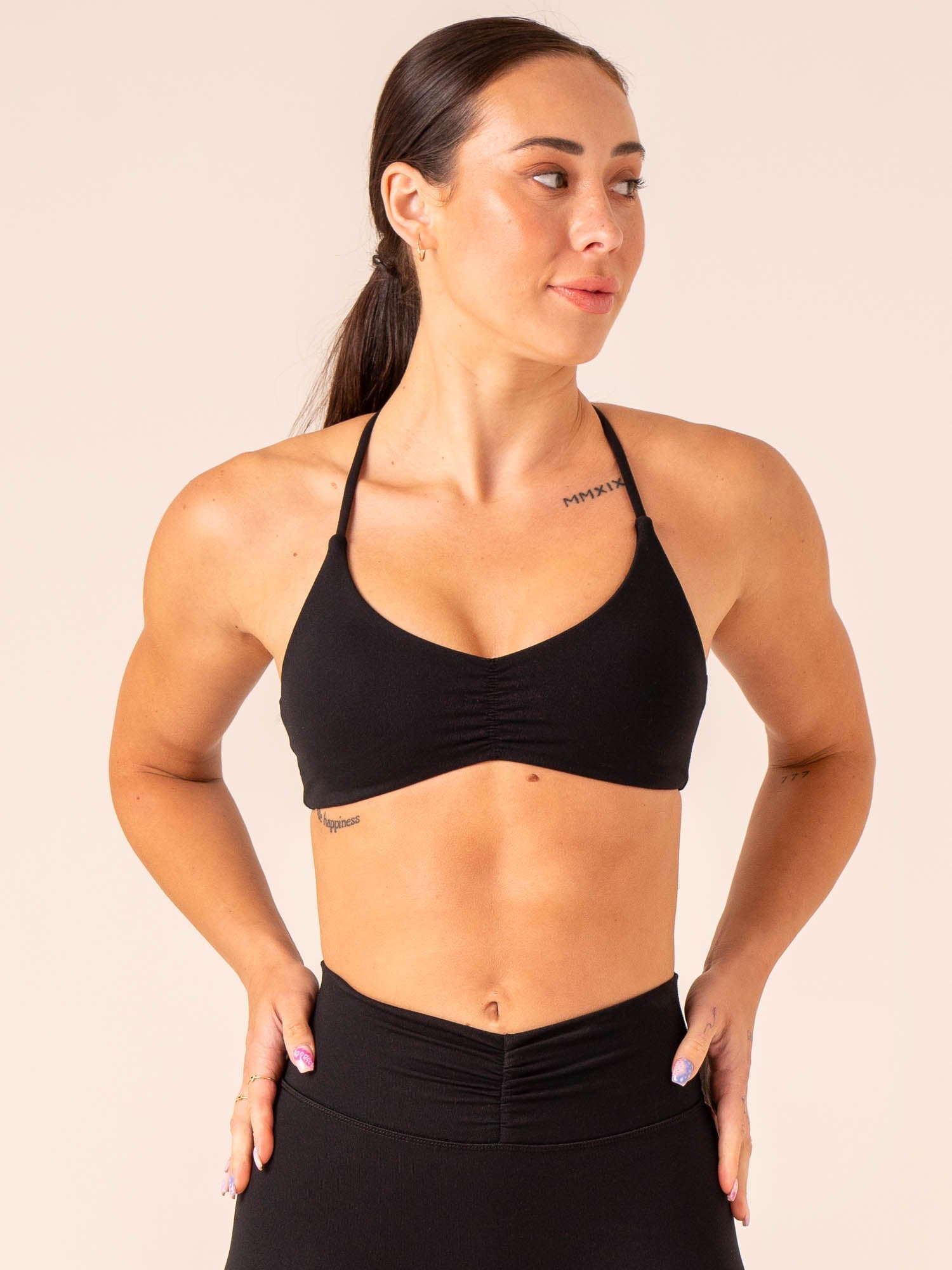 Tempo Sports Bra for Women - High Support Workout Top - Black - Perfect for Running, Yoga & Gym