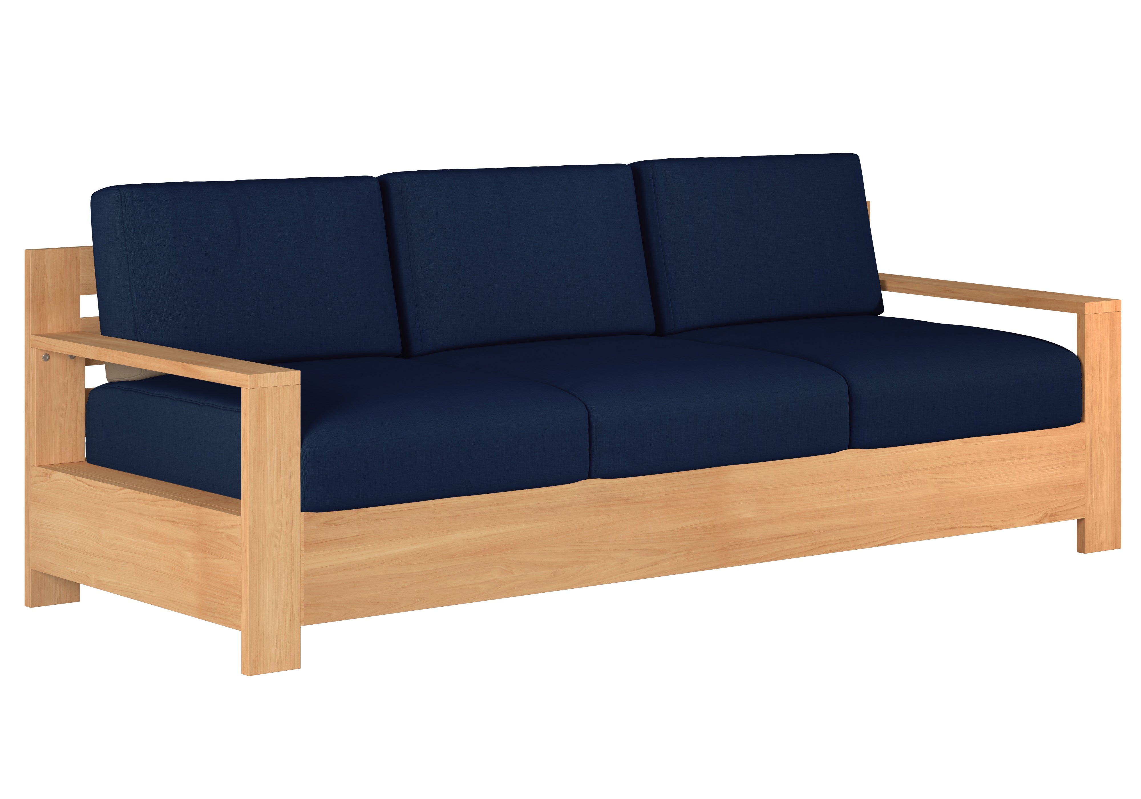 Lothair 4-Piece Teak Outdoor Patio Deep Seating Set with Sunbrella Navy Cushions - Durable All-Weather Furniture for Backyard, Poolside & Garden Relaxation