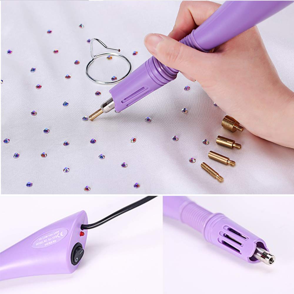 7-in-1 Hotfix Rhinestone Applicator Kit with AB Crystal Rhinestones - 7 Tips, 2 Pencils & Tweezers for DIY Jewelry, Nail Art & Fabric Decoration