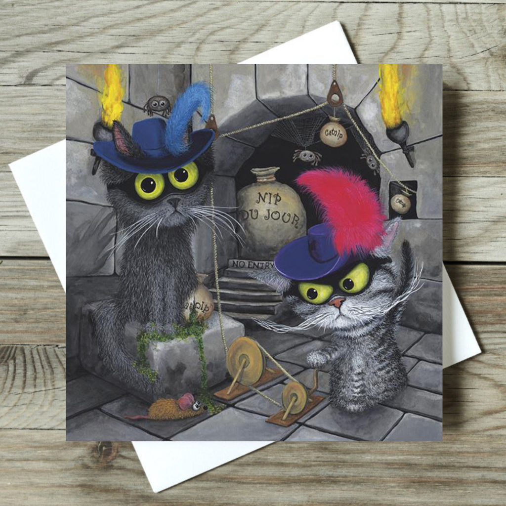 Catnip Bandits Funny Cat Greeting Card - Whimsical Feline Design by Tamsin Lord - Perfect for Cat Lovers, Birthday Cards & Thank You Notes
