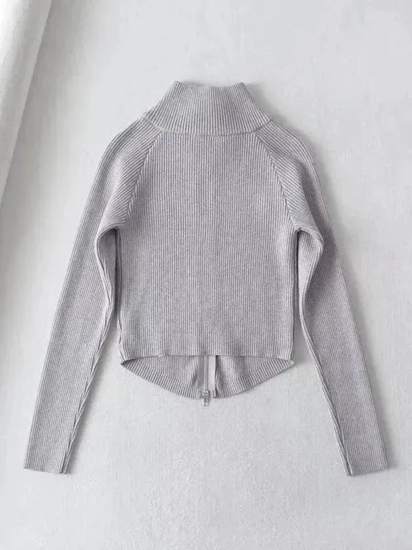 Stylish Striped Zipper Cardigan Sweater for Women - Cozy Fall & Winter Fashion - Perfect for Office, Casual Outings & Layering