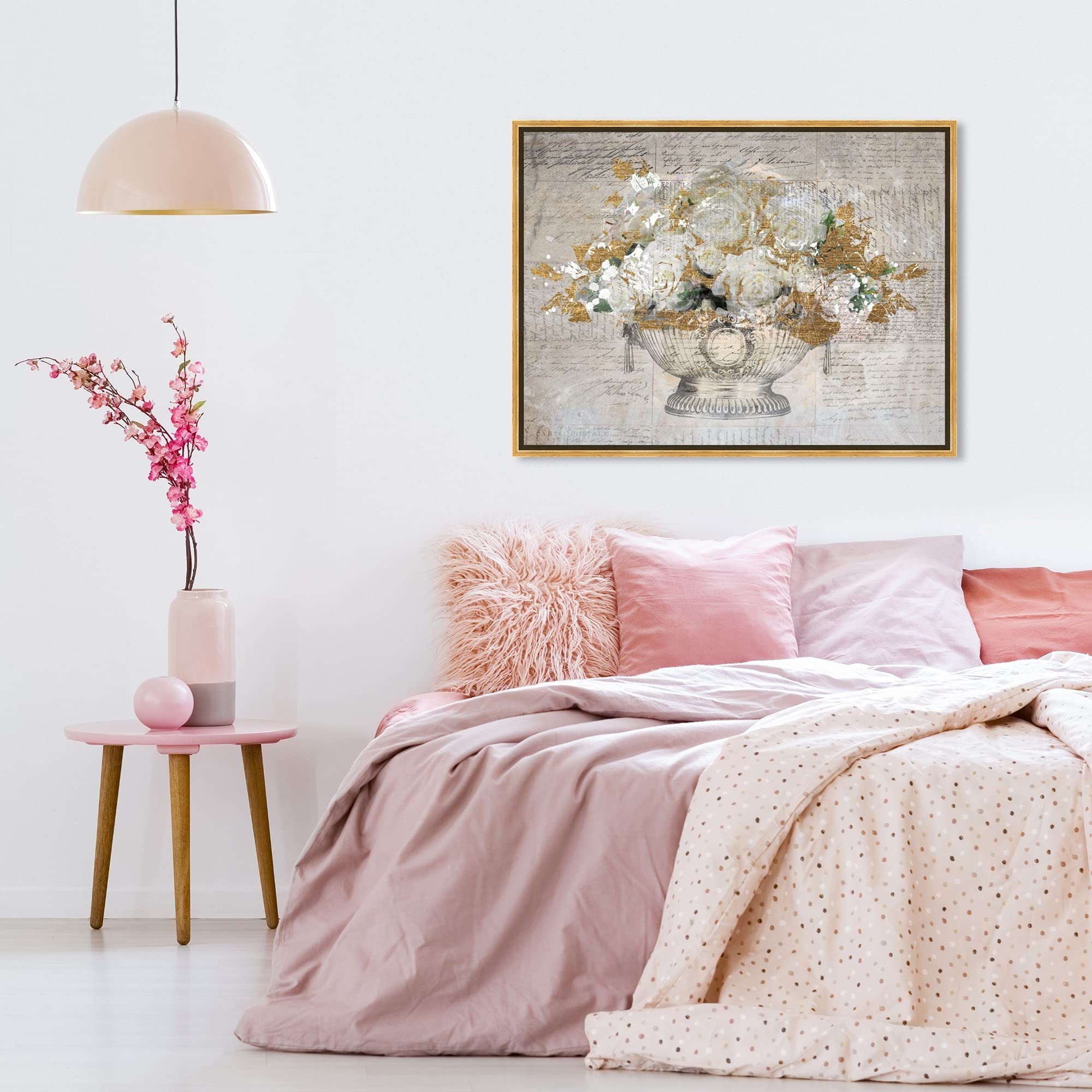 Monaco Roses Floral Framed Canvas Prints - Botanical Wall Art Decor for Living Room, Bedroom & Office